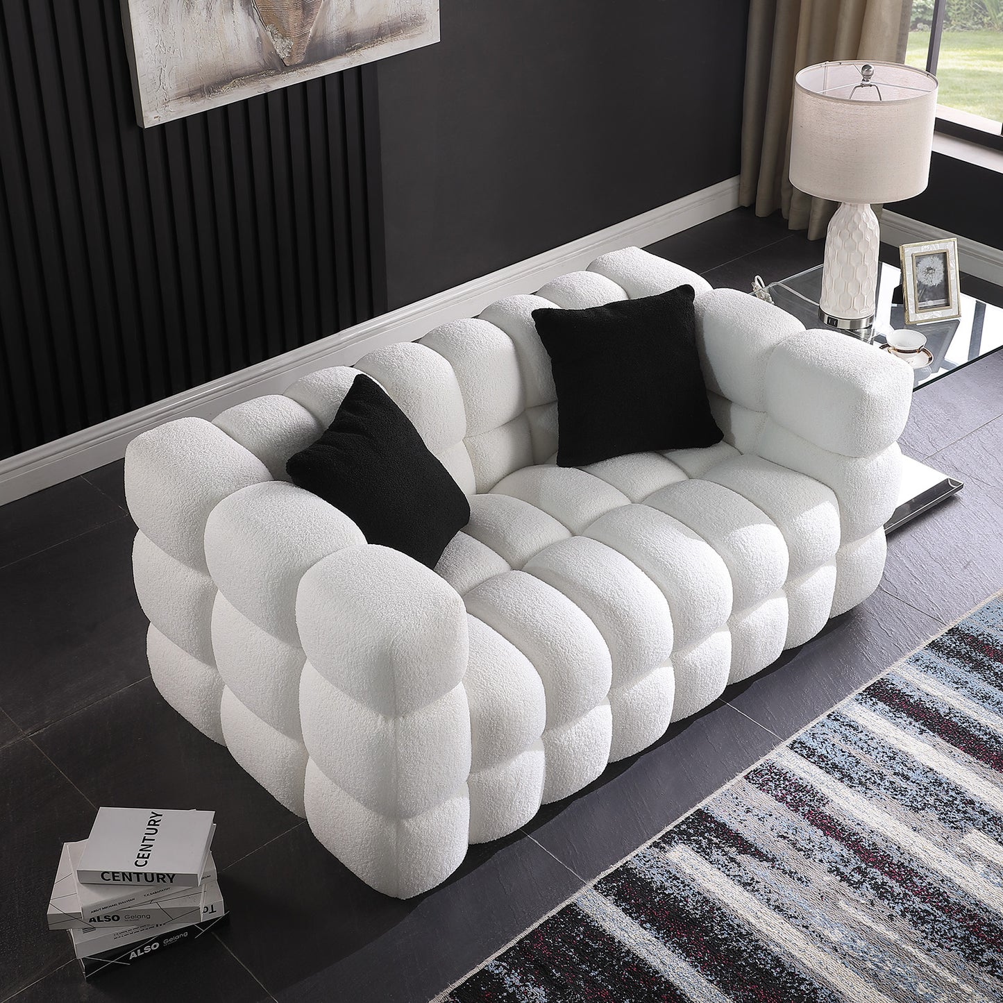 Melysen 62.2 "Modern Living Room Cotton Candy Sofa, 2-Seat Sofa, White.