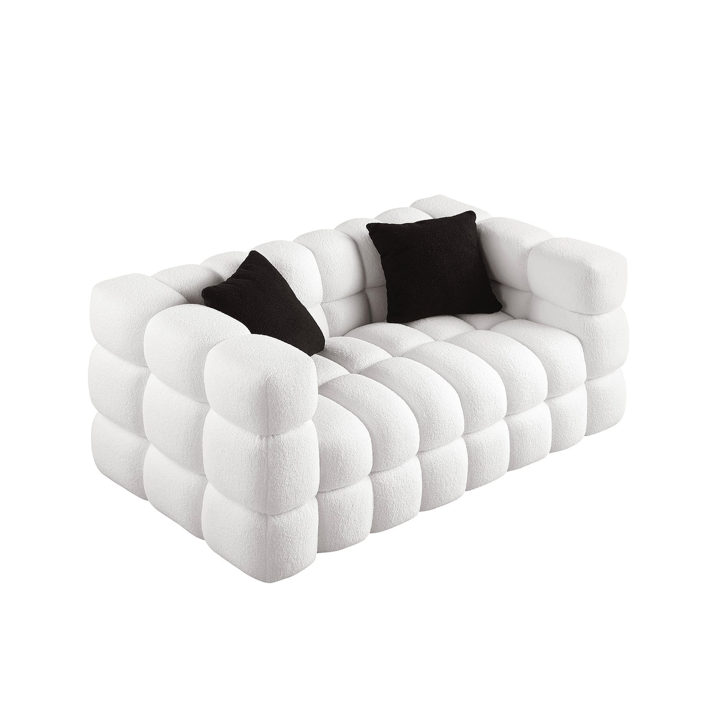 Melysen 62.2 "Modern Living Room Cotton Candy Sofa, 2-Seat Sofa, White.