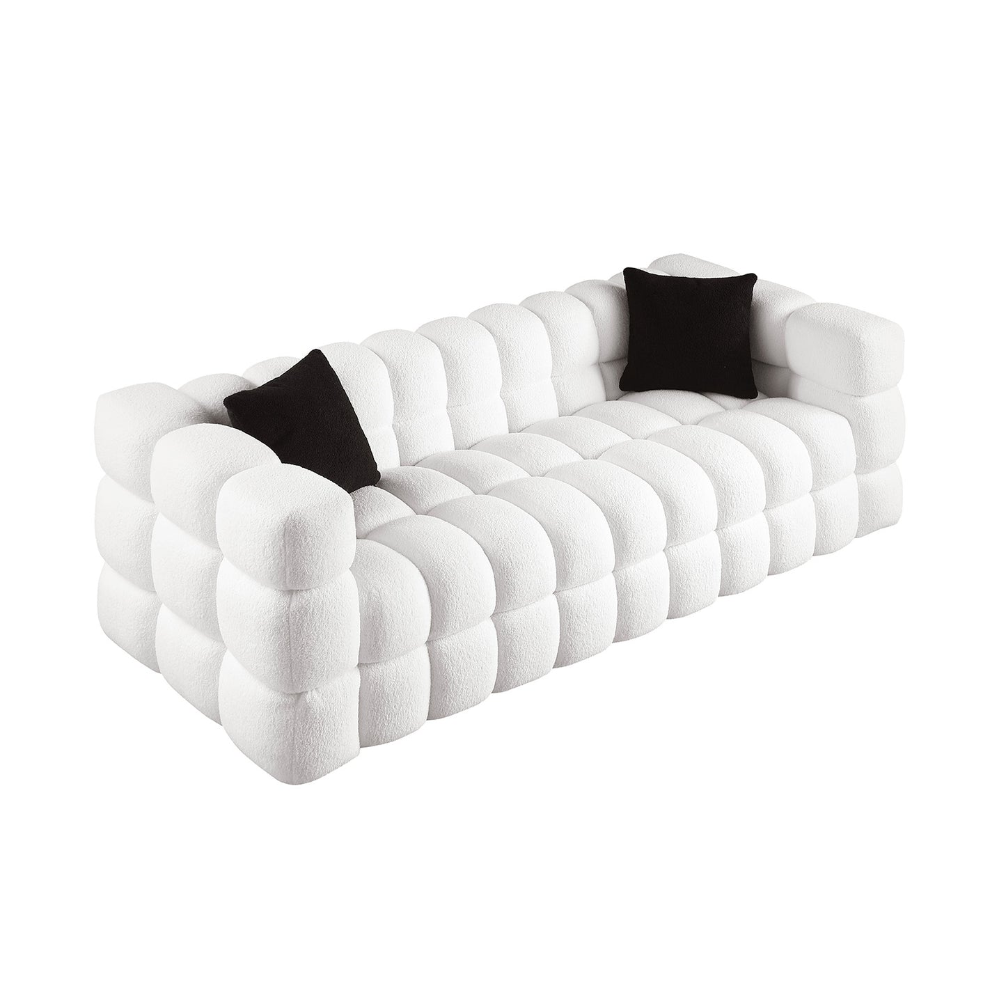 Melysen 84.3 "Modern Living Room Cotton Candy Sofa, 3-Seat Sofa, White.