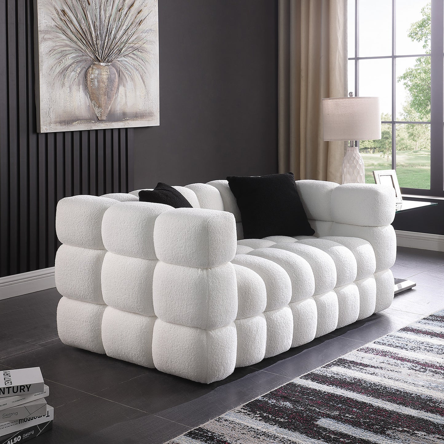 Melysen 62.2 "Modern Living Room Cotton Candy Sofa, 2-Seat Sofa, White.