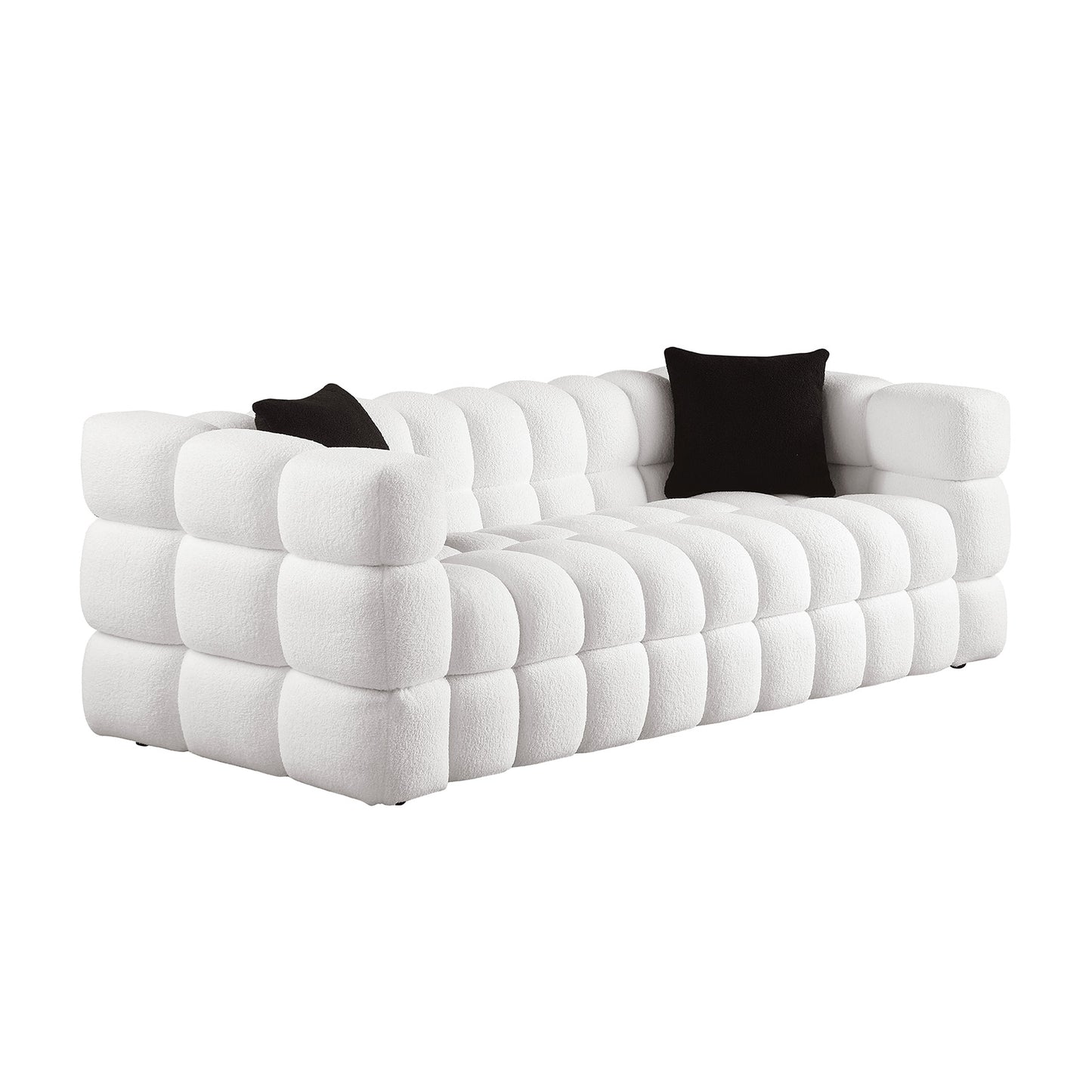 Melysen 84.3 "Modern Living Room Cotton Candy Sofa, 3-Seat Sofa, White.