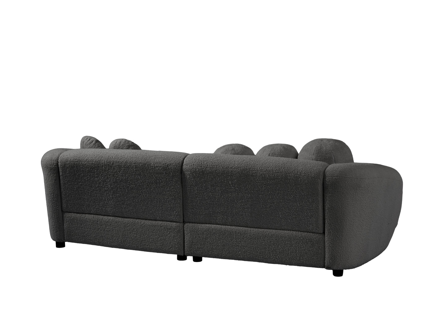 Melysen 87.7" Modern Curved Sofa, Back Upholstered Couch with 5 Decorative Throw Pillows, Teddy Fabric,Dark Grey