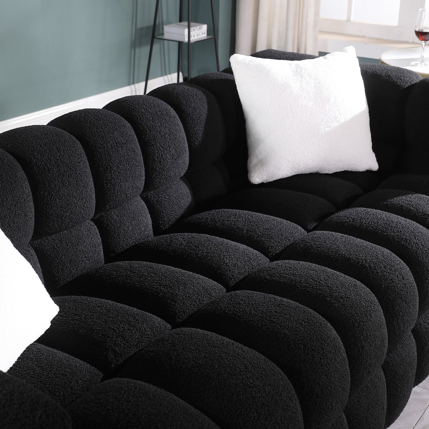 Melysen 62.2 "Modern Living Room Cotton Candy Sofa, 2-Seat Sofa, Black.