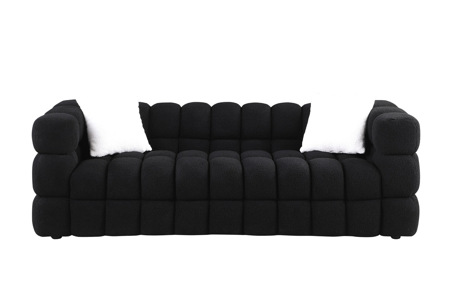 Melysen 84.3 "Modern Living Room Cotton Candy Sofa, 3-Seat Sofa, Black.