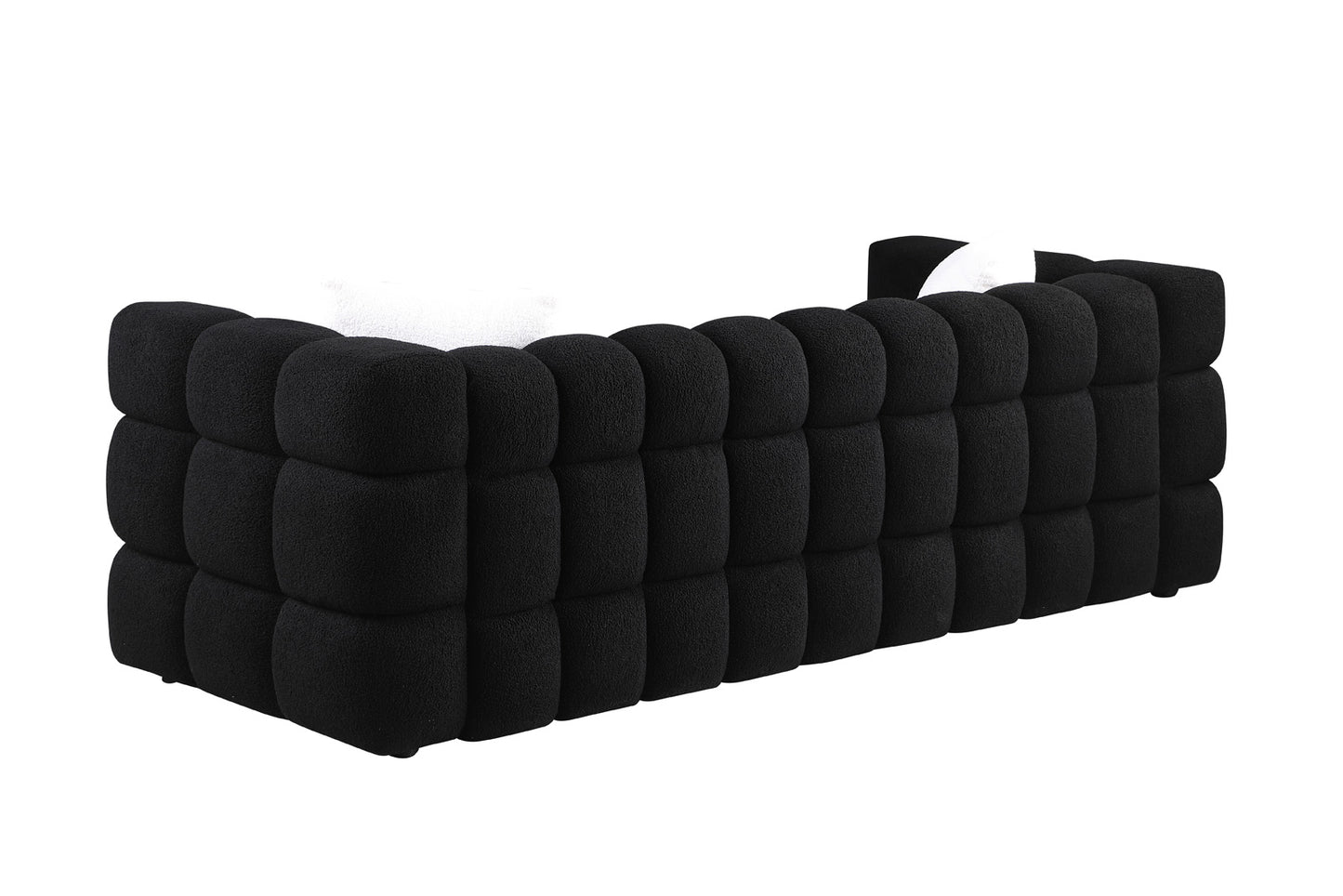 Melysen 84.3 "Modern Living Room Cotton Candy Sofa, 3-Seat Sofa, Black.