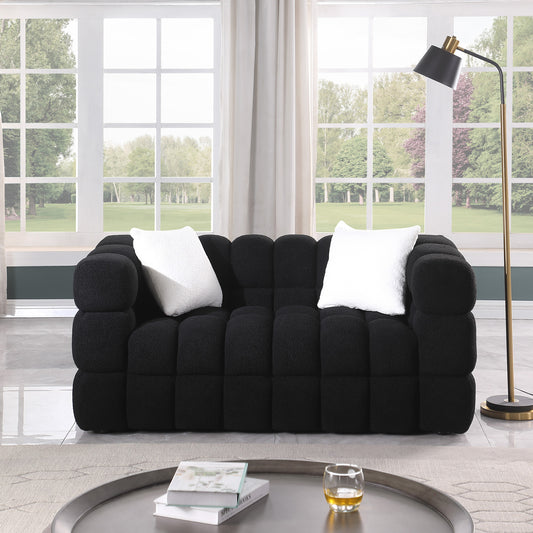 Melysen 62.2 "Modern Living Room Cotton Candy Sofa, 2-Seat Sofa, Black.