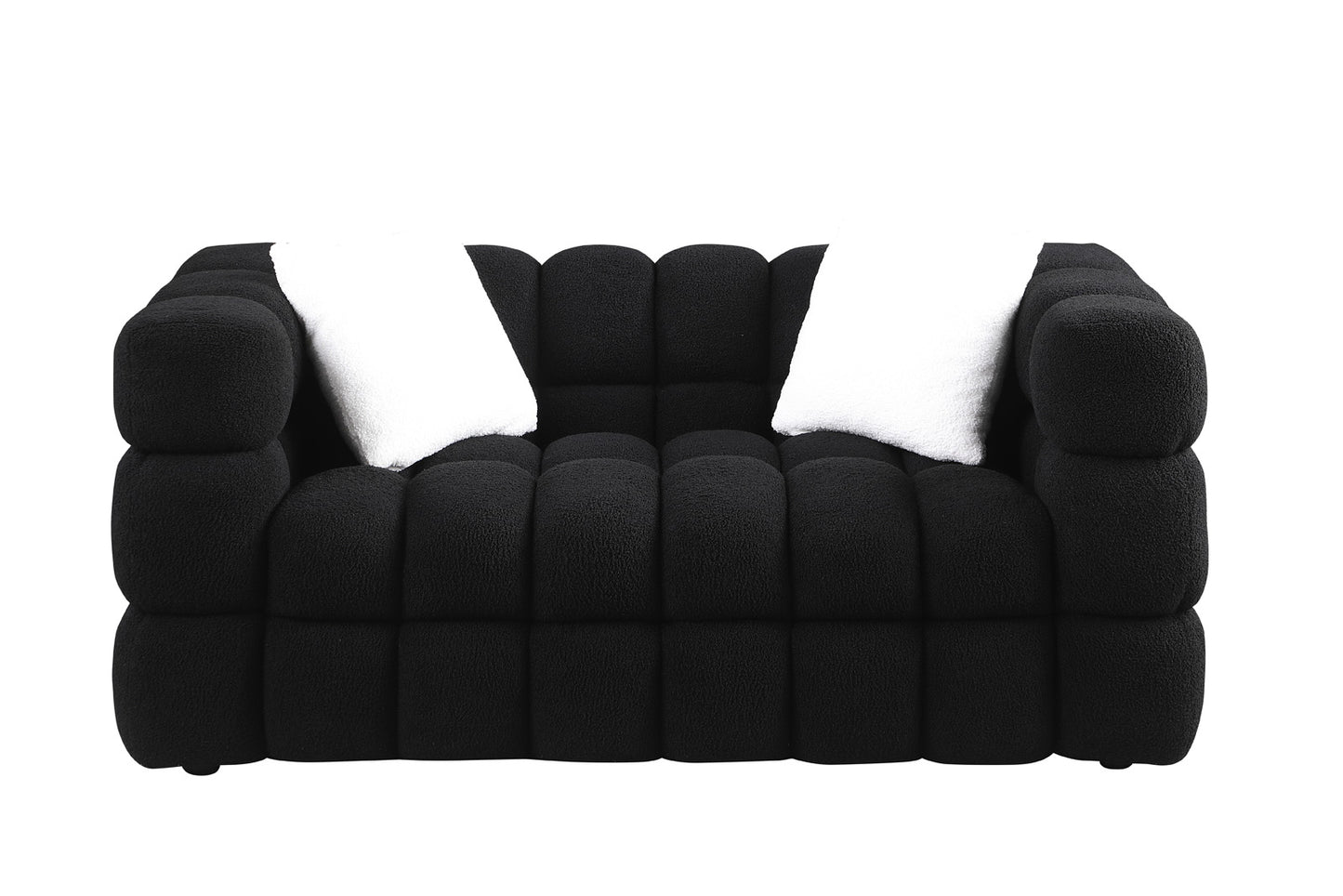 Melysen 62.2 "Modern Living Room Cotton Candy Sofa, 2-Seat Sofa, Black.