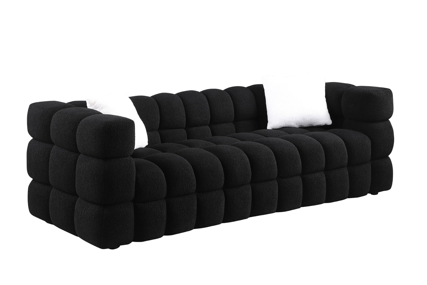 Melysen 84.3 "Modern Living Room Cotton Candy Sofa, 3-Seat Sofa, Black.