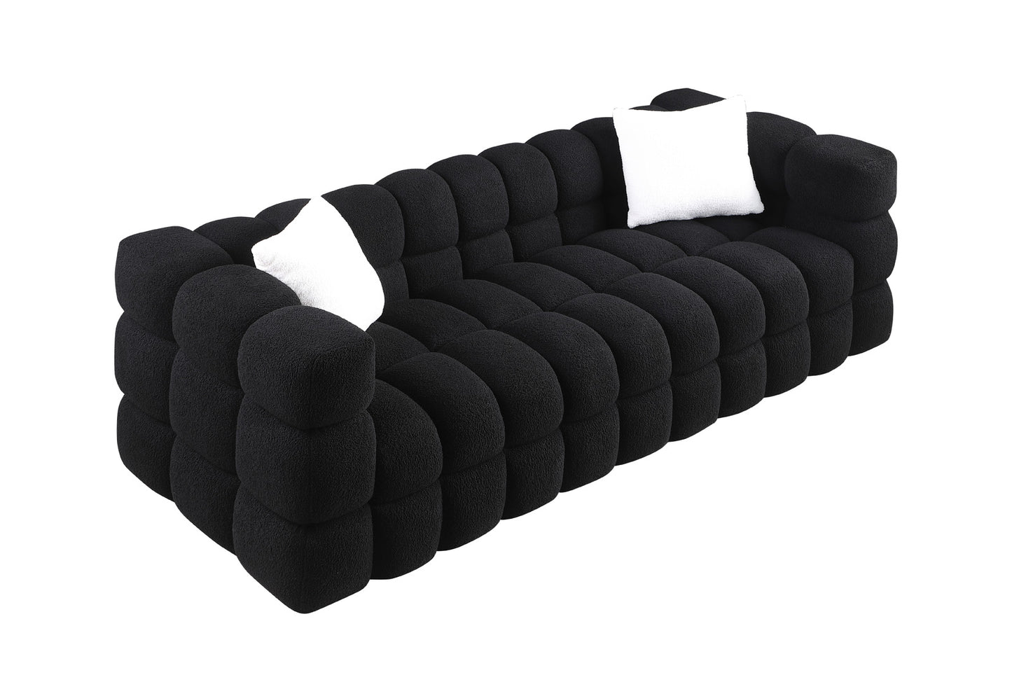 Melysen 84.3 "Modern Living Room Cotton Candy Sofa, 3-Seat Sofa, Black.