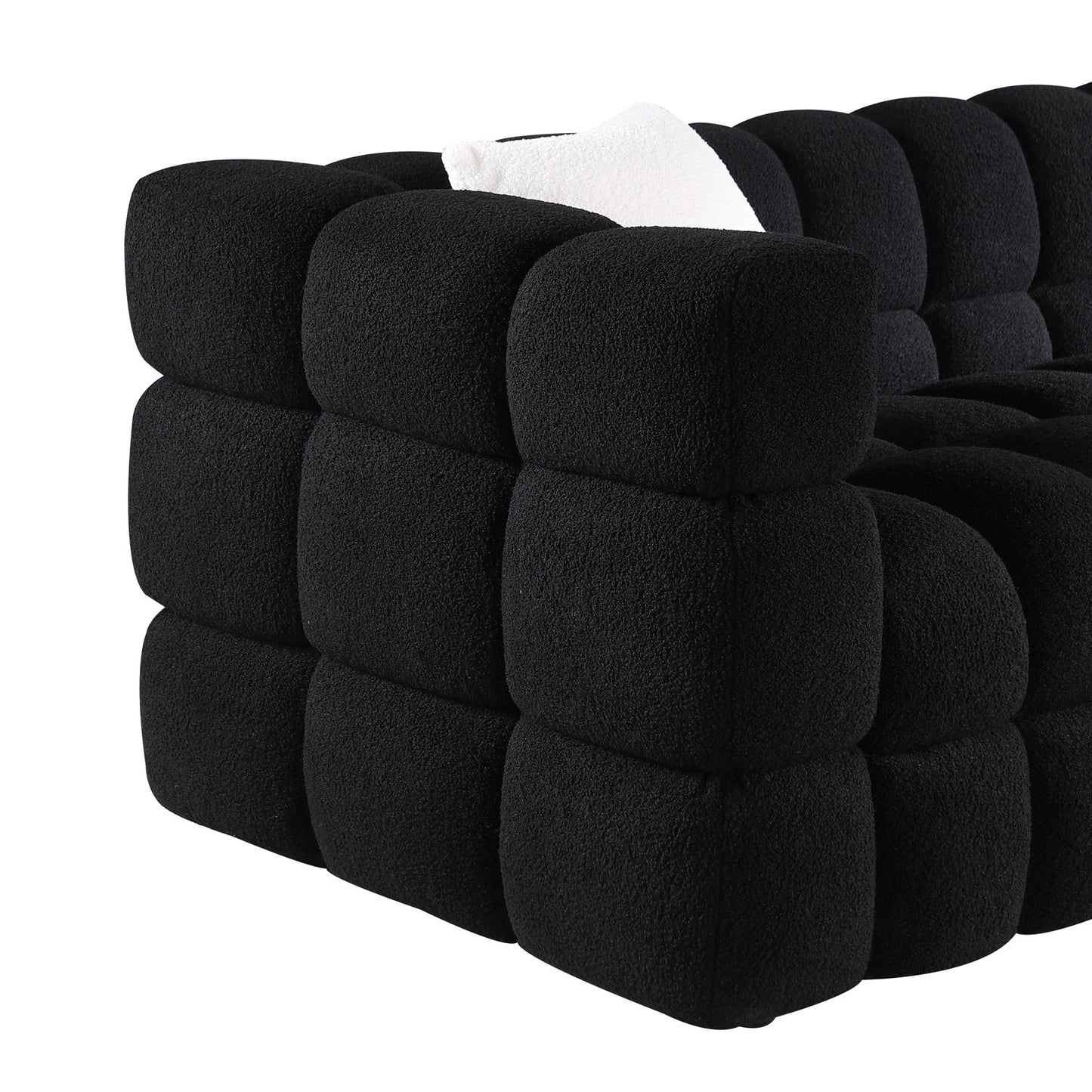 Melysen 84.3 "Modern Living Room Cotton Candy Sofa, 3-Seat Sofa, Black.