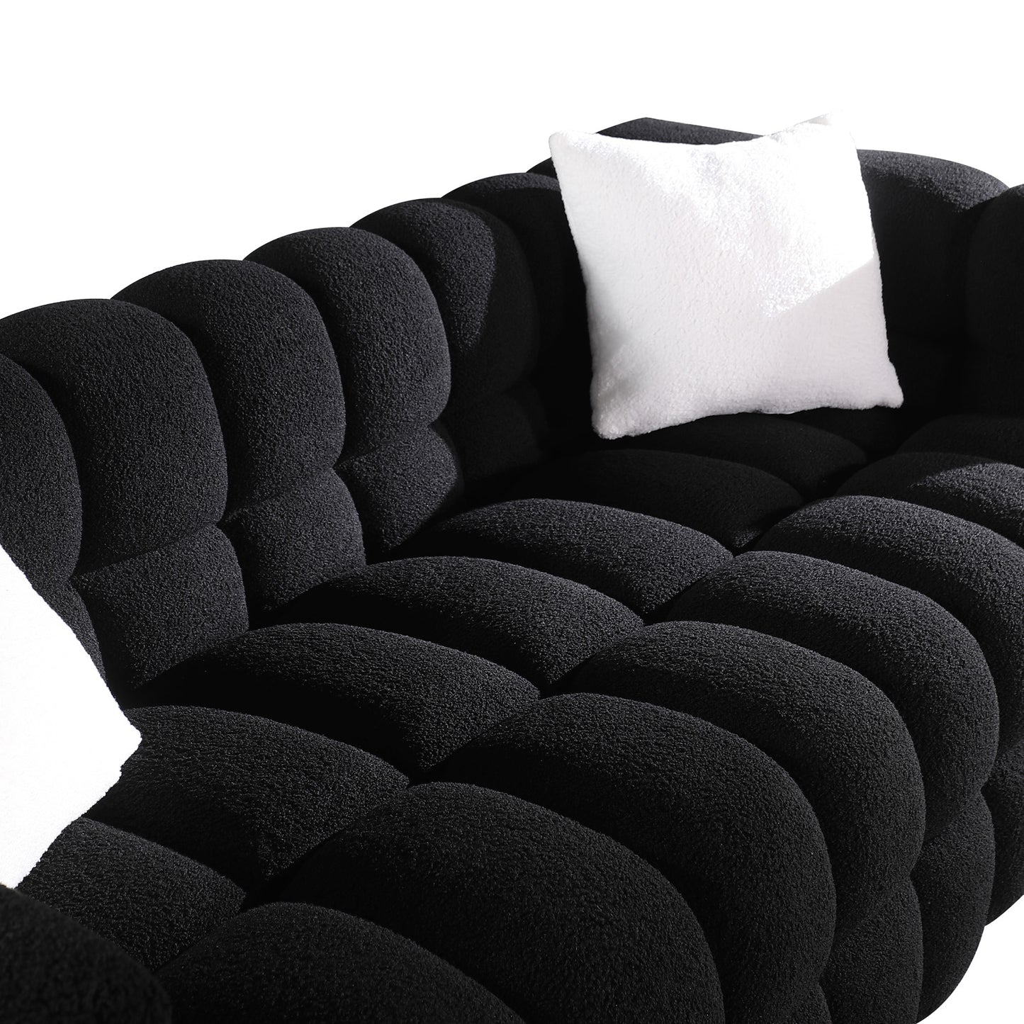 Melysen 84.3 "Modern Living Room Cotton Candy Sofa, 3-Seat Sofa, Black.