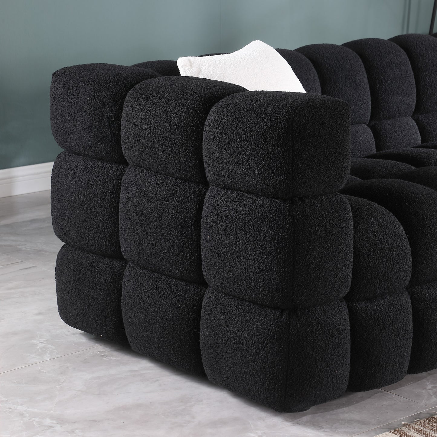 Melysen 62.2 "Modern Living Room Cotton Candy Sofa, 2-Seat Sofa, Black.