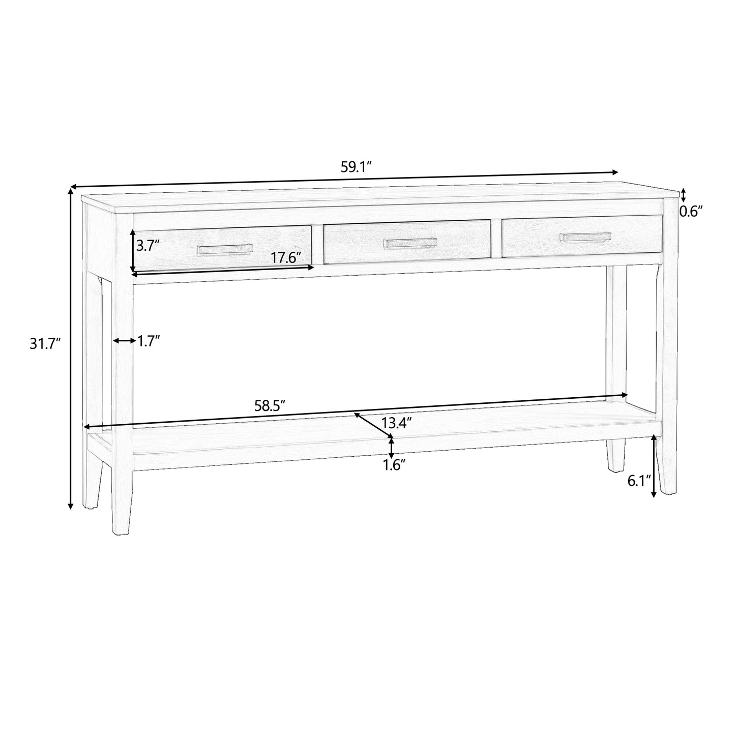 Melysen Contemporary 3-Drawer Console Table with 1 Shelf, Entrance Table for Entryway, Hallway, Living Room, Foyer, Corridor