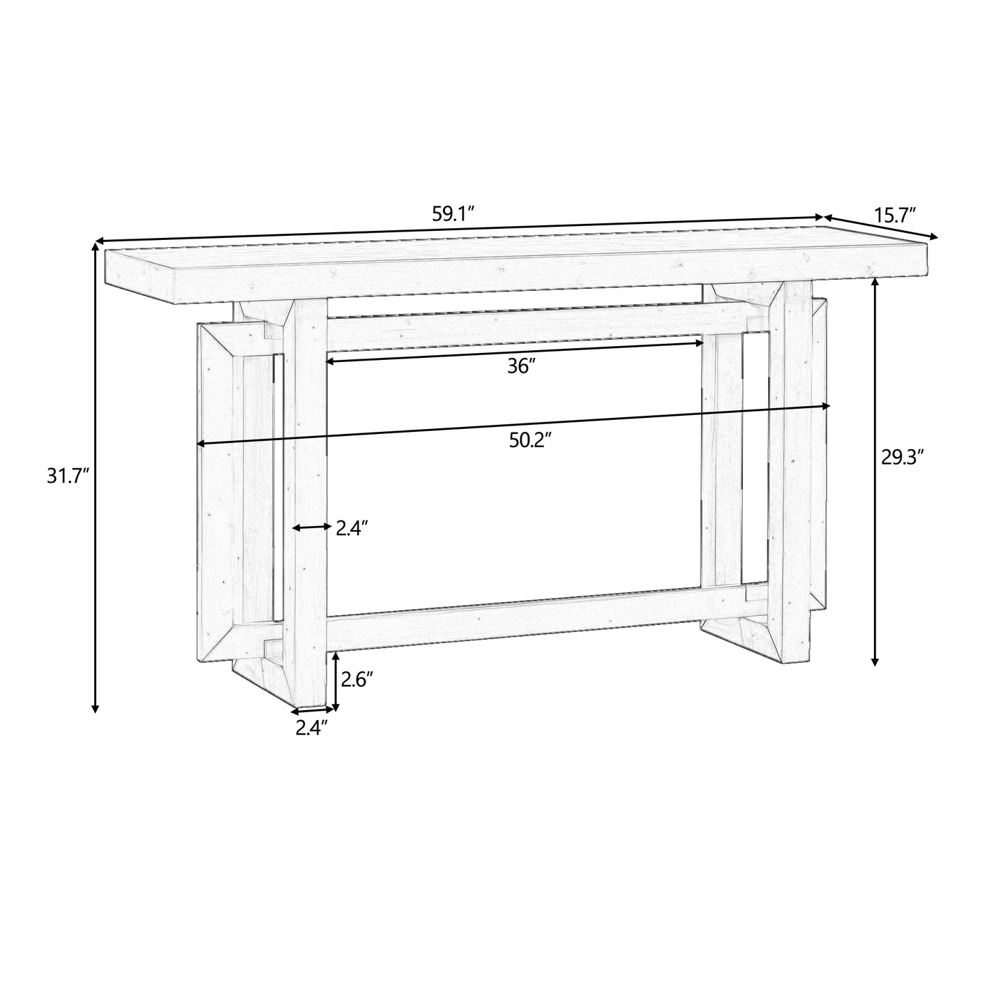 Melysen Contemporary Console Table with Wood Top, Extra Long Entryway Table for Entryway, Hallway, Living Room, Foyer, Corridor