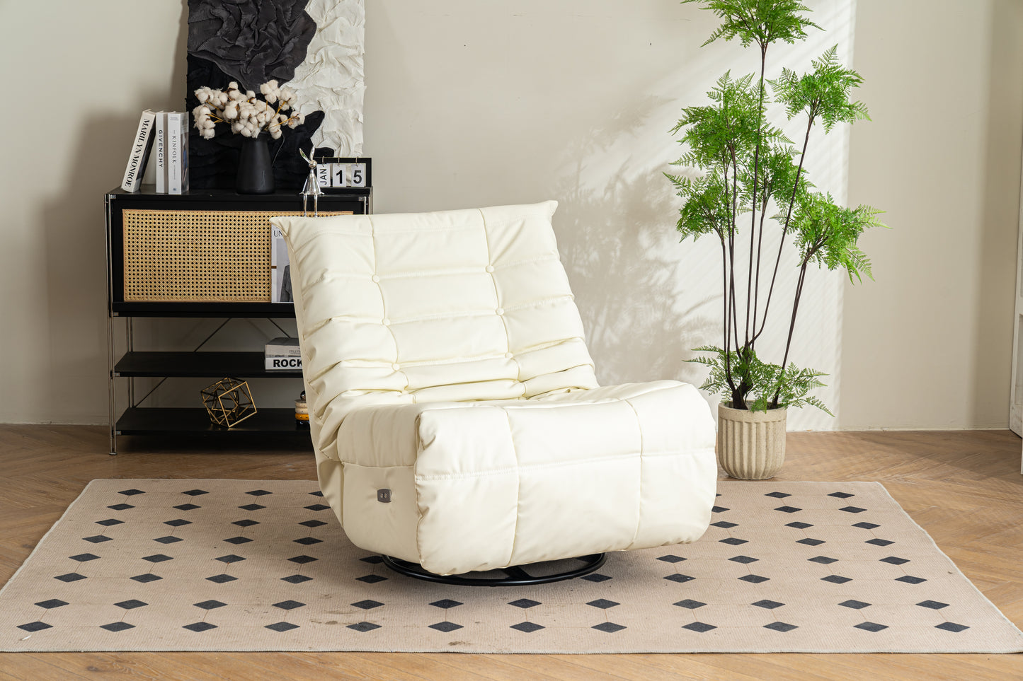 Melysen Swivel Glider Power Recliner Chair Leisure Style Living Rocking chair Color White