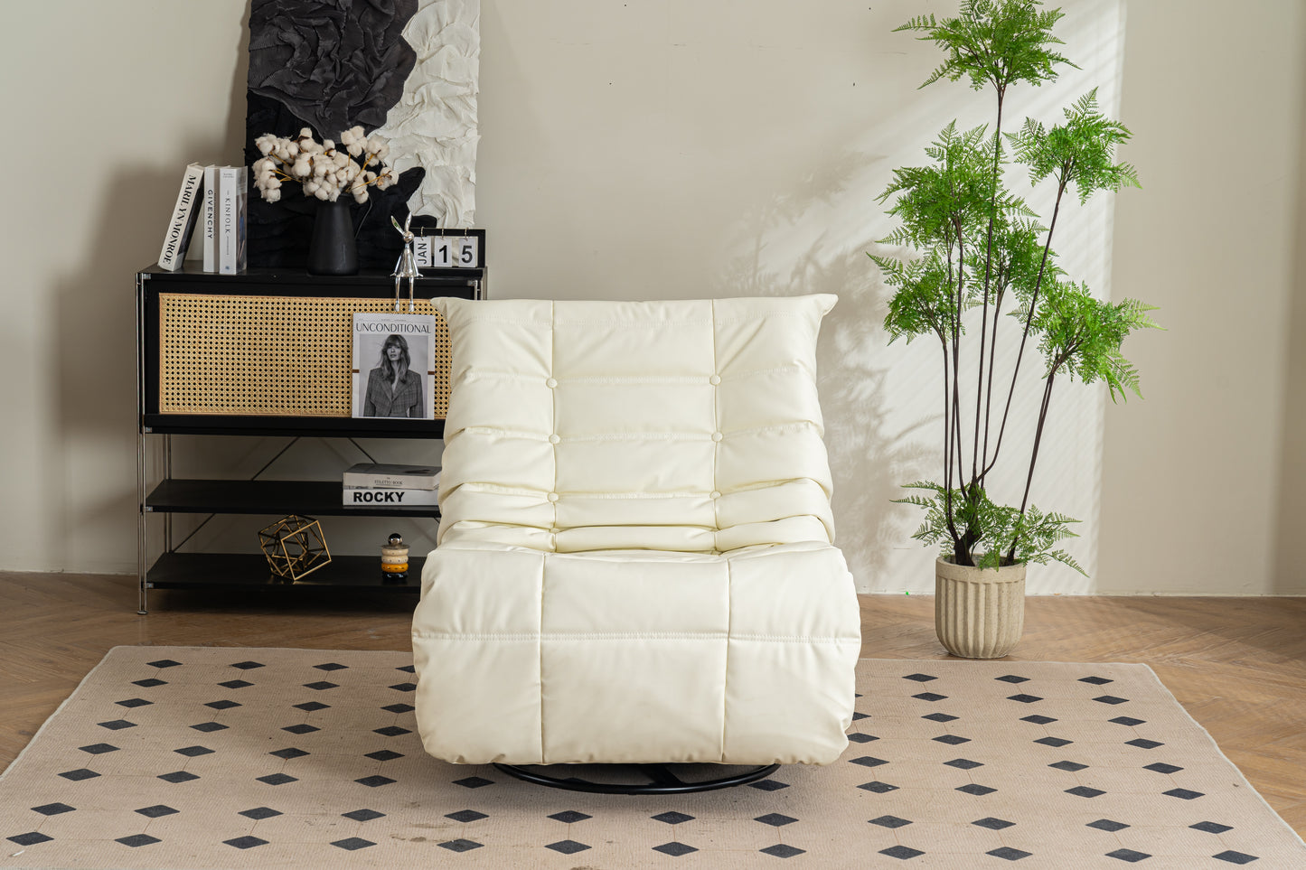 Melysen Swivel Glider Power Recliner Chair Leisure Style Living Rocking chair Color White