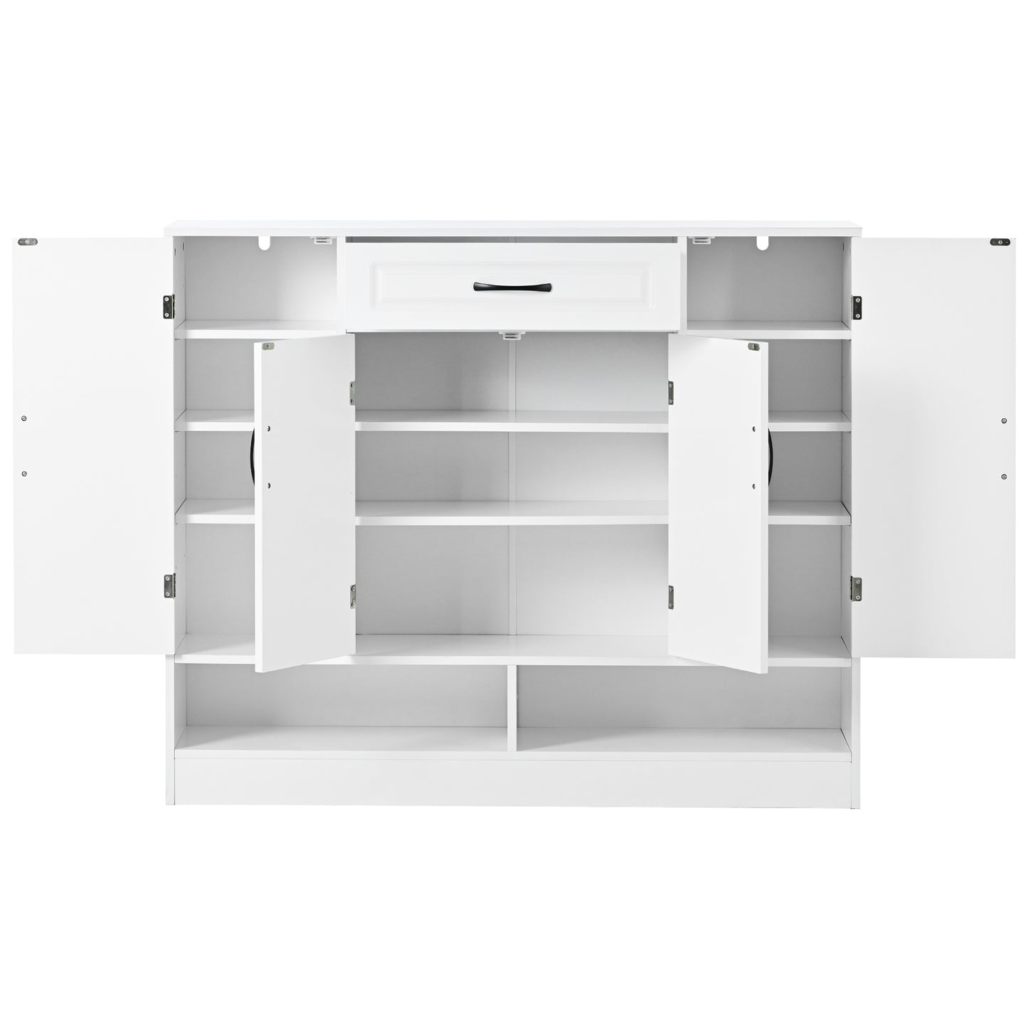 Melysen Sleek and Modern Shoe Cabinet with Adjustable Shelves, Minimalist Shoe Storage Organizer with Sturdy Top Surface, Space-saving Design Side Board for Various Sizes of Items, White