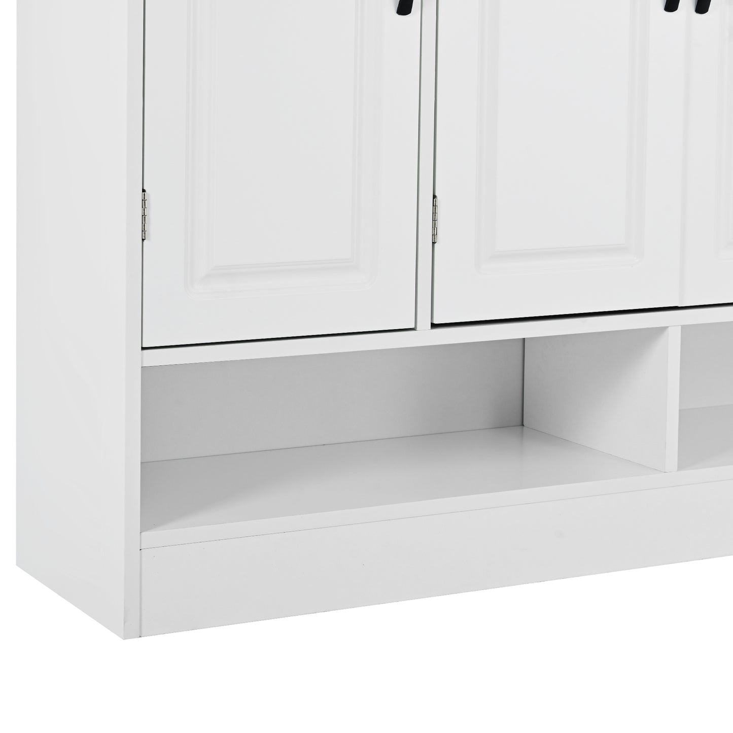 Melysen Sleek and Modern Shoe Cabinet with Adjustable Shelves, Minimalist Shoe Storage Organizer with Sturdy Top Surface, Space-saving Design Side Board for Various Sizes of Items, White