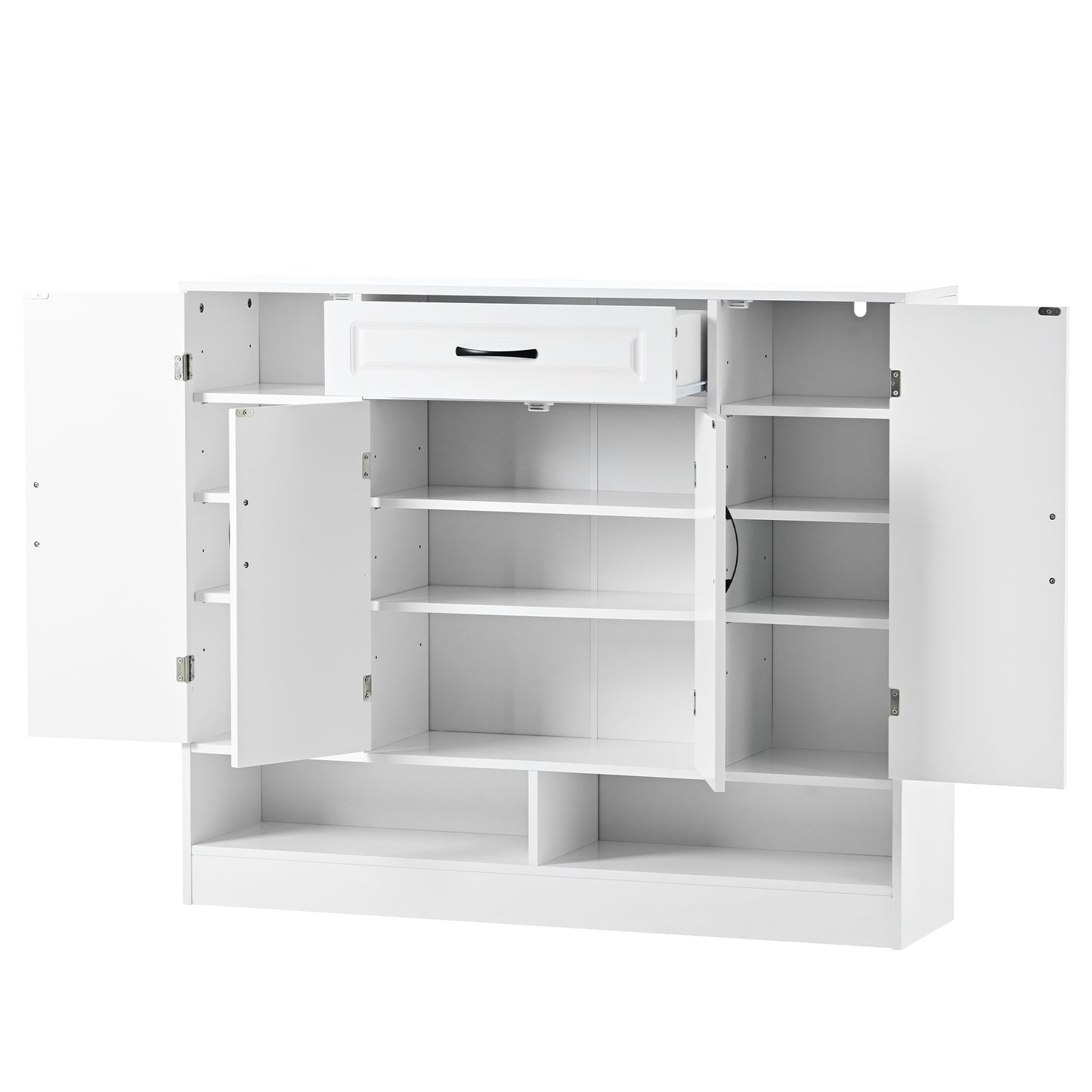 Melysen Sleek and Modern Shoe Cabinet with Adjustable Shelves, Minimalist Shoe Storage Organizer with Sturdy Top Surface, Space-saving Design Side Board for Various Sizes of Items, White