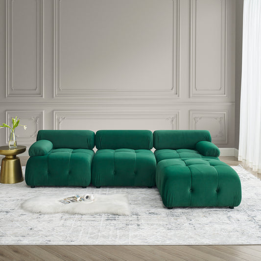 Melysen 93 "Modern Living Room Modular Combined Sofa,Green Velvet