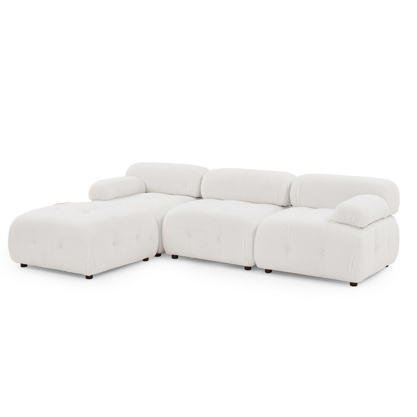 Melysen 93 "Modern Living Room Modular Combined Sofa,Ivory Teddy Fabric