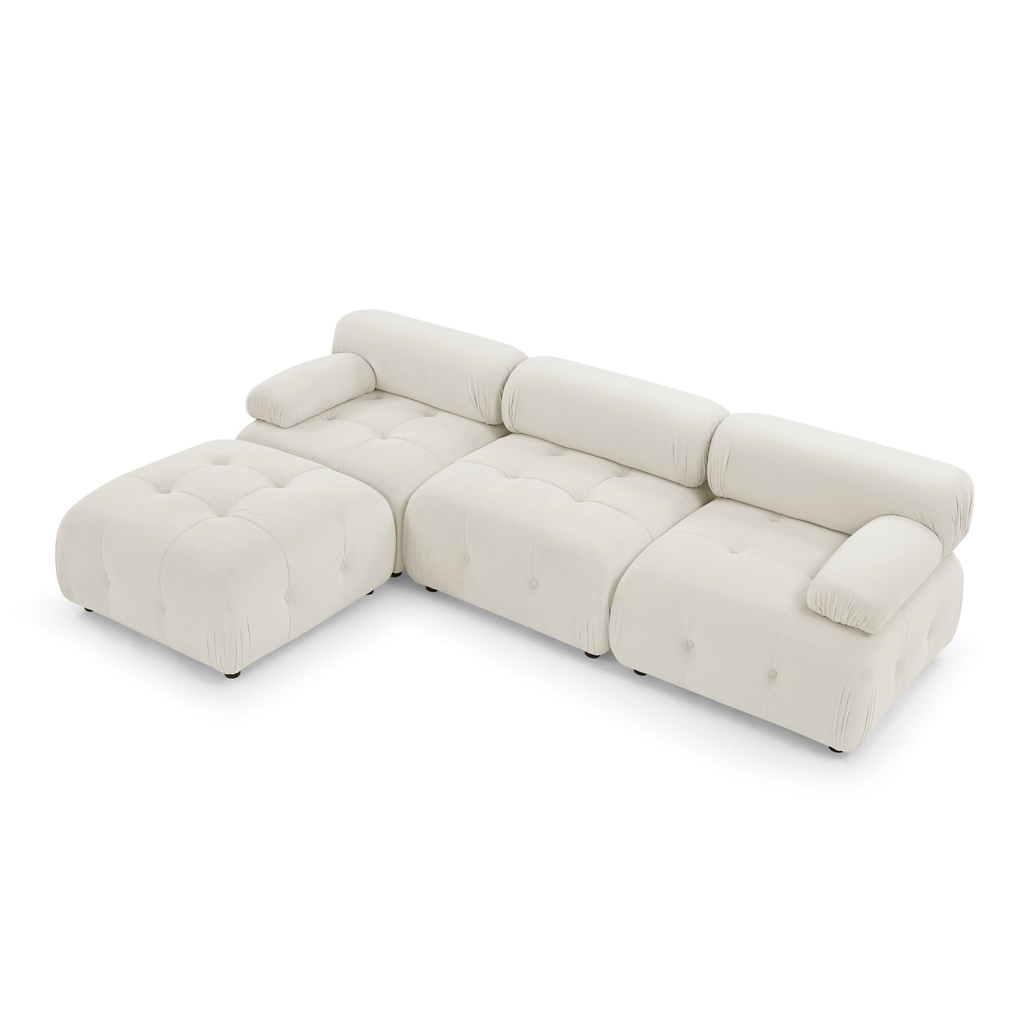 Melysen 93 "Modern Living Room Modular Combined Sofa,Beige Velvet