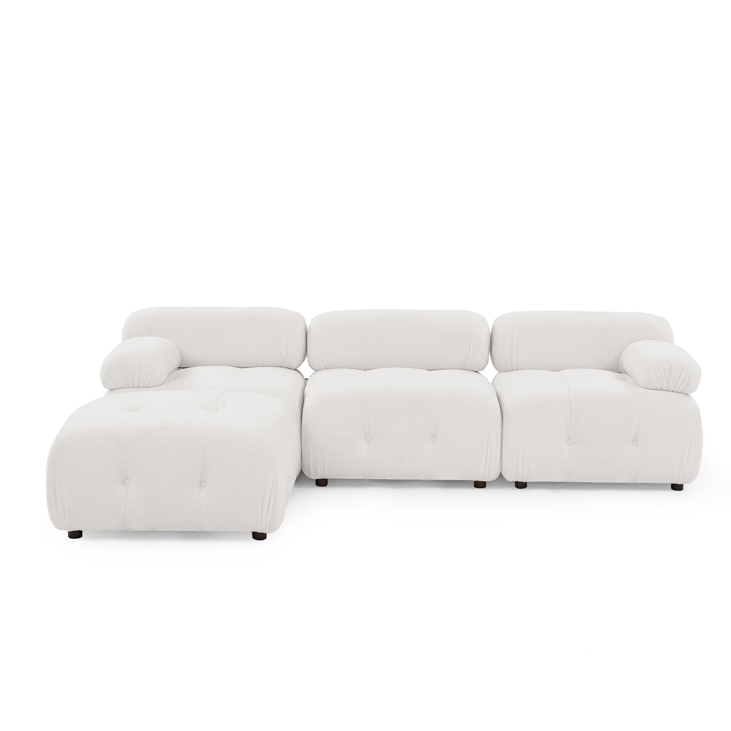 Melysen 93 "Modern Living Room Modular Combined Sofa,Ivory Teddy Fabric