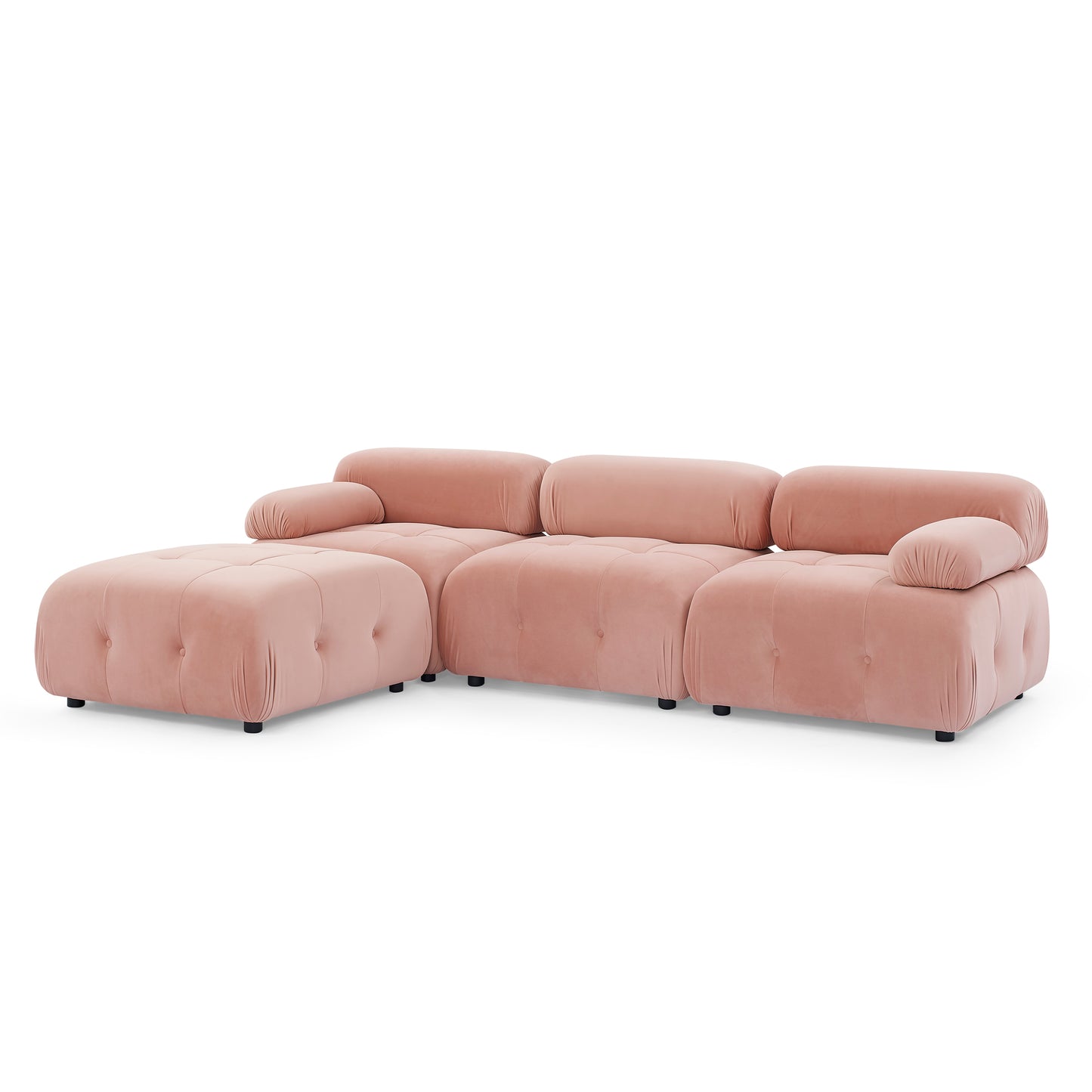 Melysen 93 "Modern Living Room Modular Combined Sofa,Pink Velvet