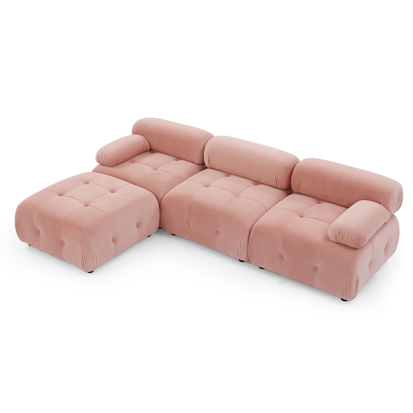 Melysen 93 "Modern Living Room Modular Combined Sofa,Pink Velvet