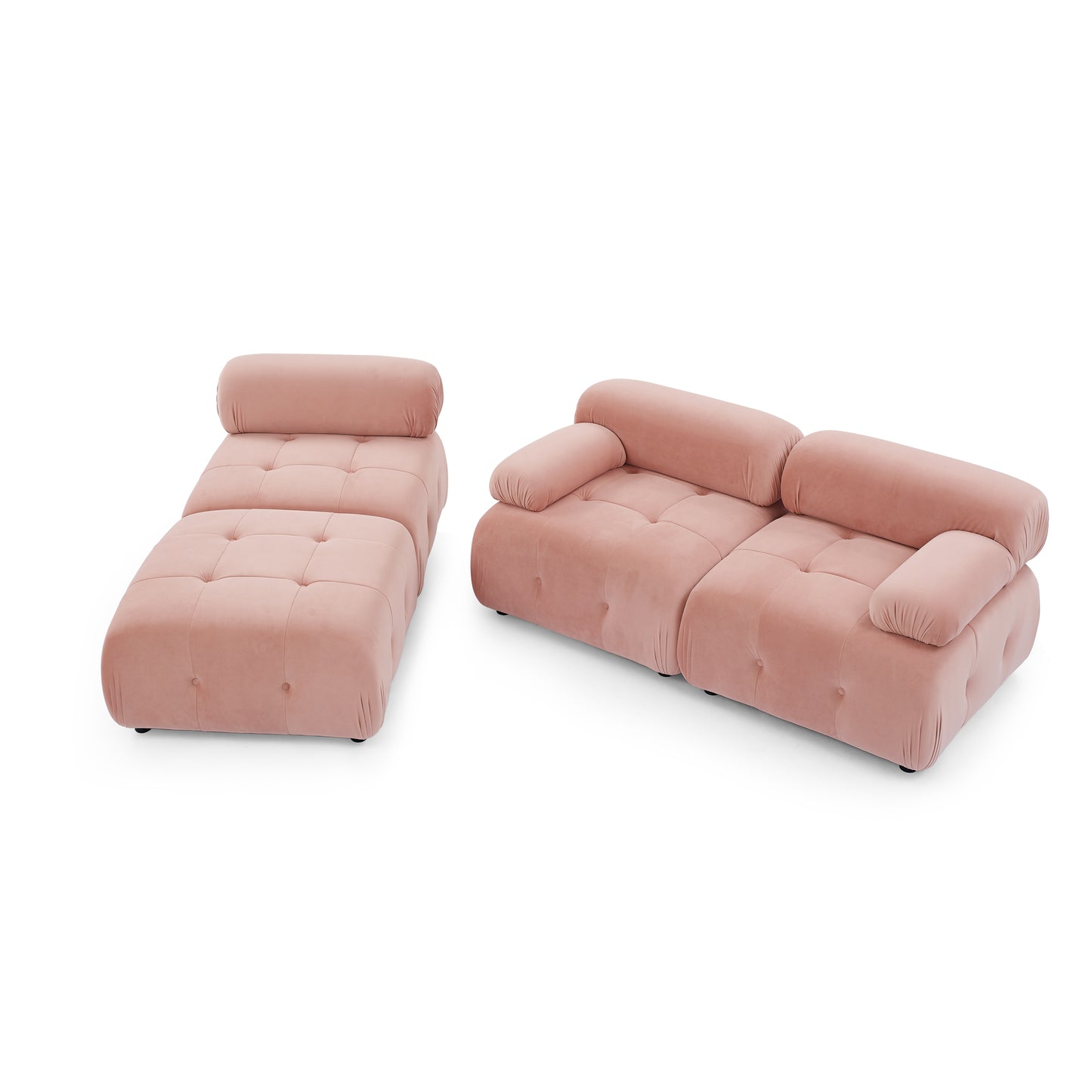 Melysen 93 "Modern Living Room Modular Combined Sofa,Pink Velvet