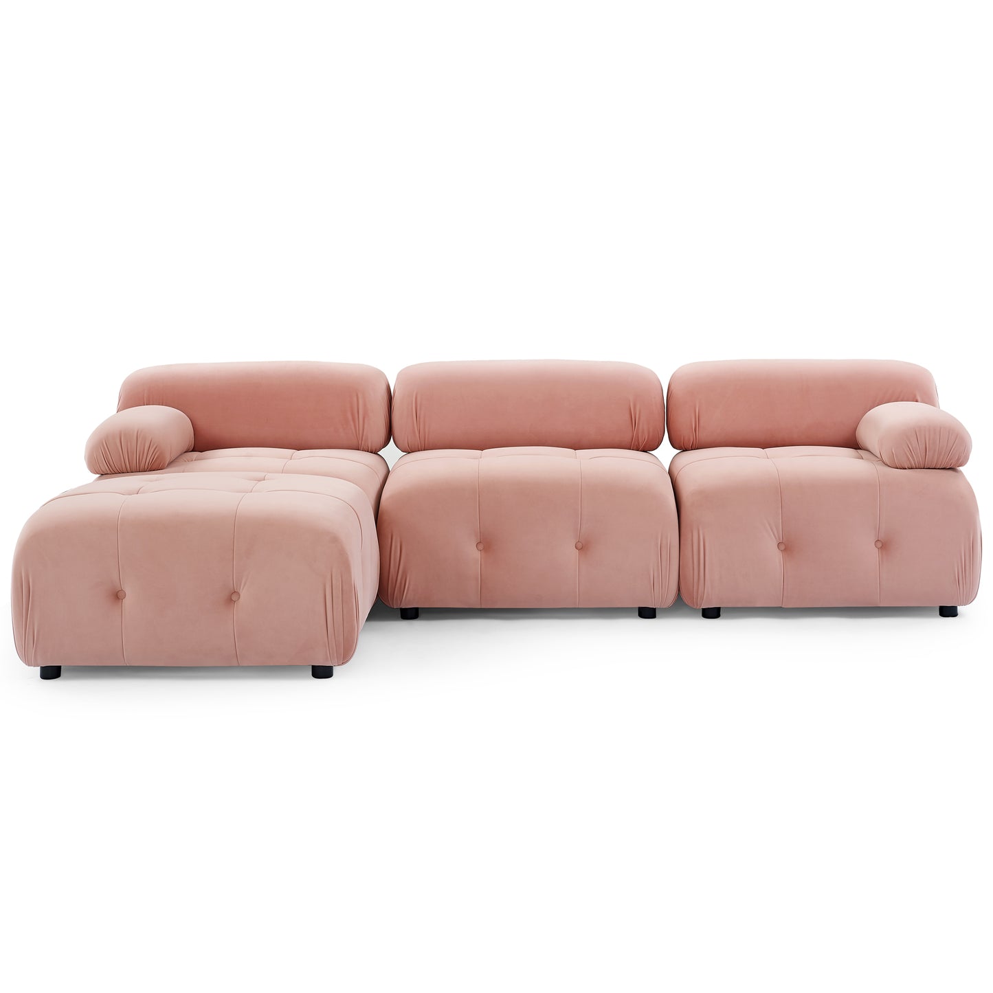 Melysen 93 "Modern Living Room Modular Combined Sofa,Pink Velvet