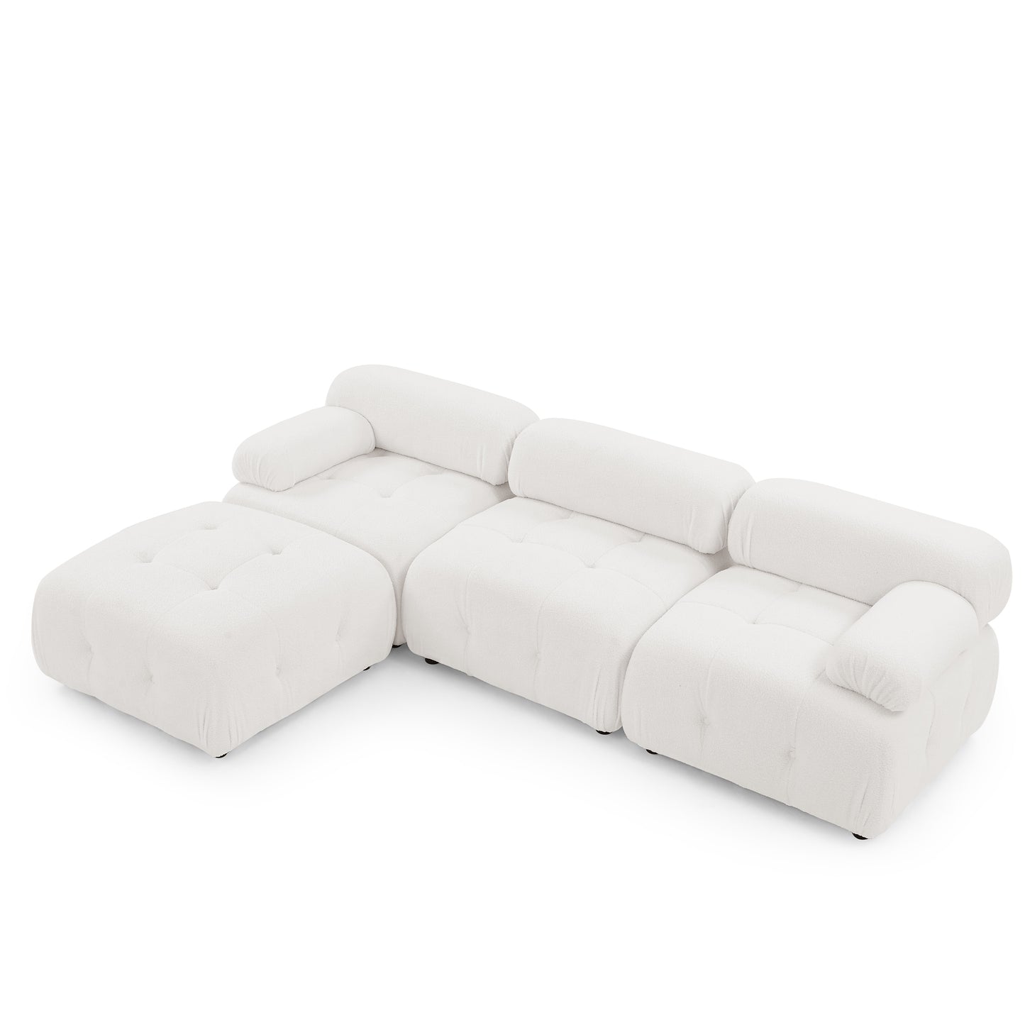 Melysen 93 "Modern Living Room Modular Combined Sofa,Ivory Teddy Fabric