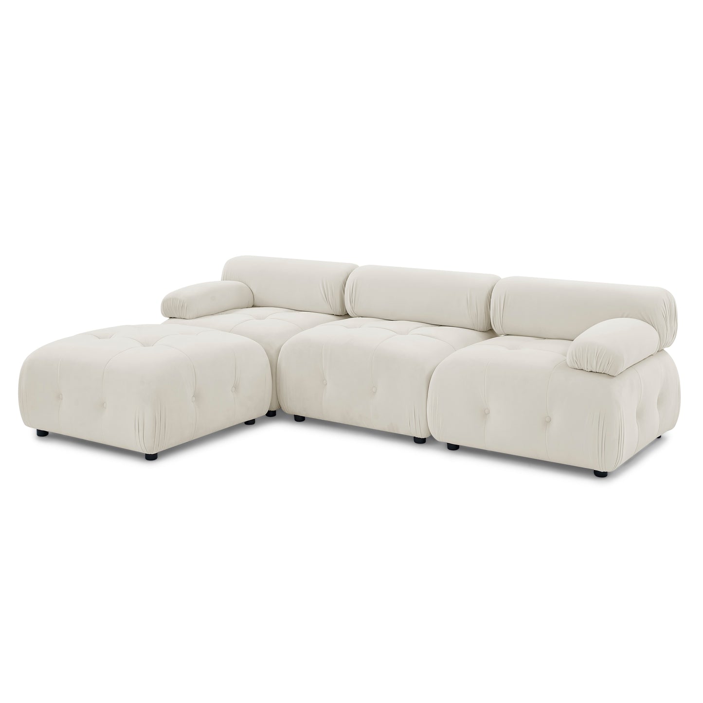 Melysen 93 "Modern Living Room Modular Combined Sofa,Beige Velvet