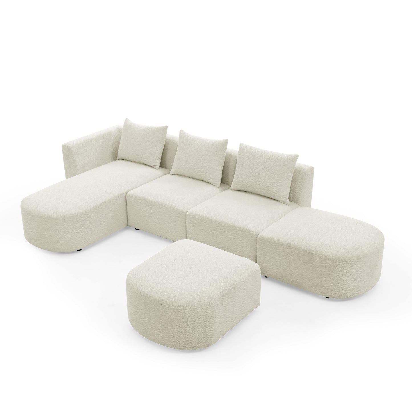 Melysen Sectional Sofa with Left Side Chaise and Ottoman,Modular Sofa,DIY Combination,Loop Yarn Fabric