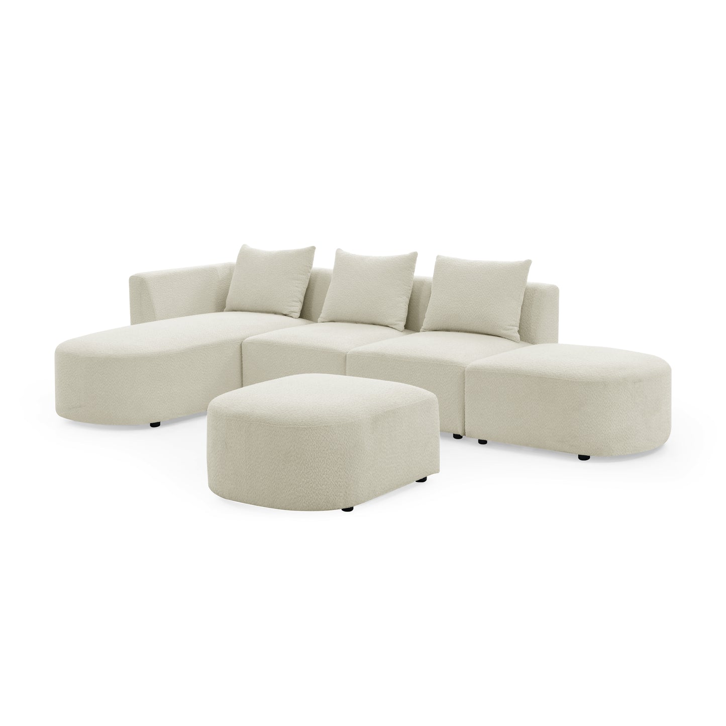 Melysen Sectional Sofa with Left Side Chaise and Ottoman,Modular Sofa,DIY Combination,Loop Yarn Fabric