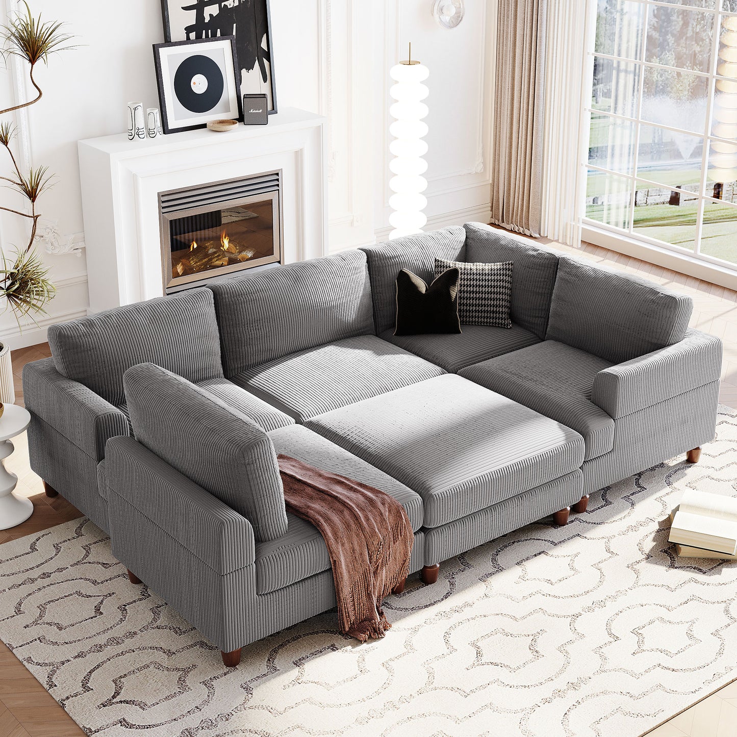 Melysen Modular Sectional Sofa with Ottoman L Shaped Corner Sectional for Living Room£¬Office£¬Spacious Space