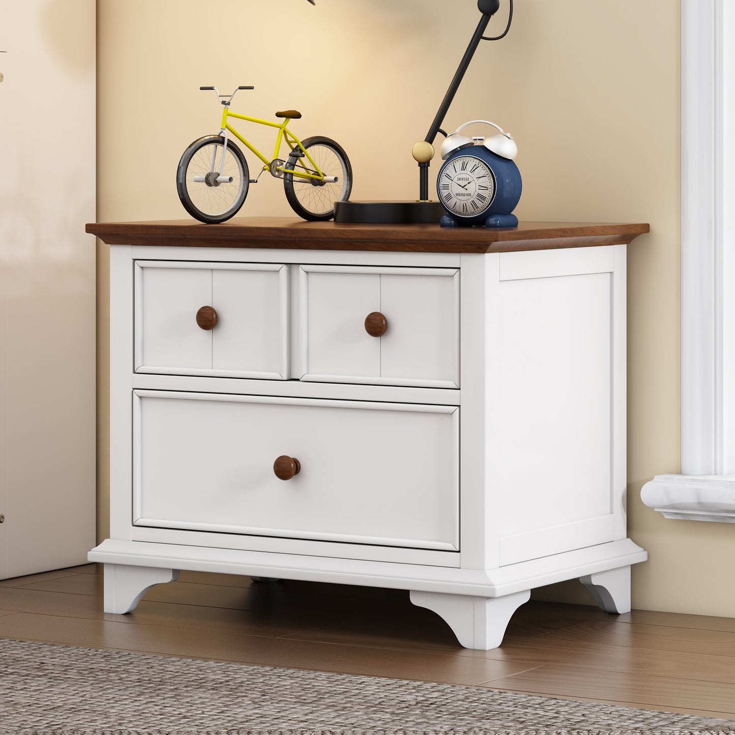 Wooden Captain Two-Drawer Nightstand Kids Nightstand