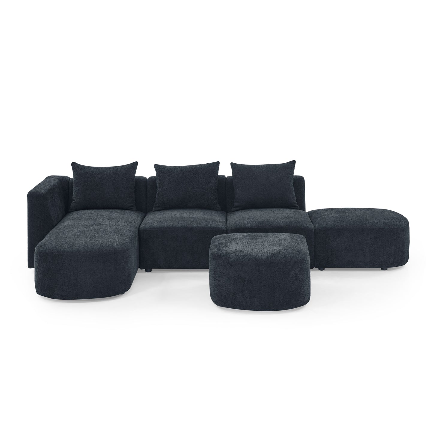 Melysen Sectional Sofa,Modular Sofa,DIY Combination Sofa,Loop Yarn Fabric,Black