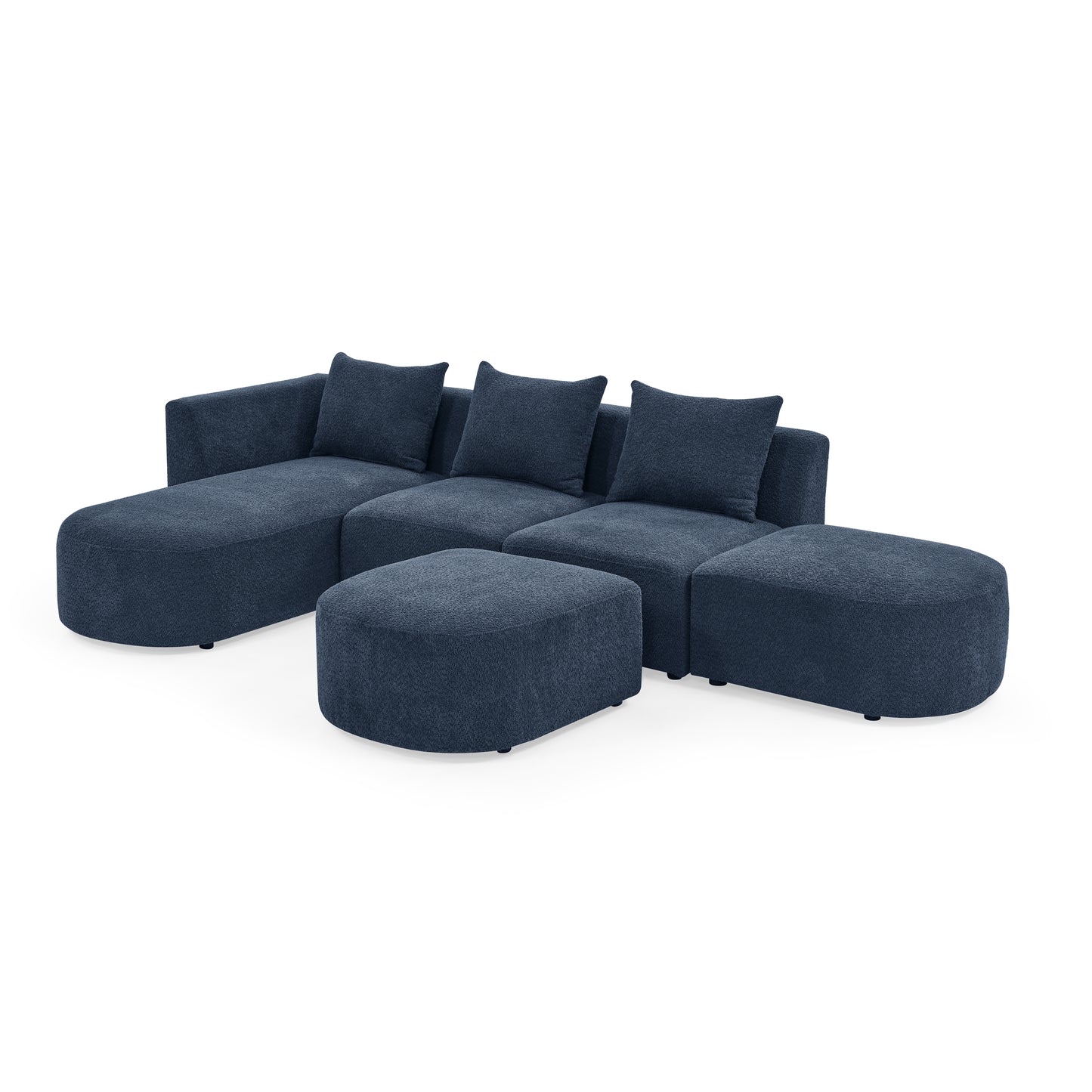 Melysen Sectional Sofa,Modular Sofa,DIY Combination Sofa,Loop Yarn Fabric,Navy