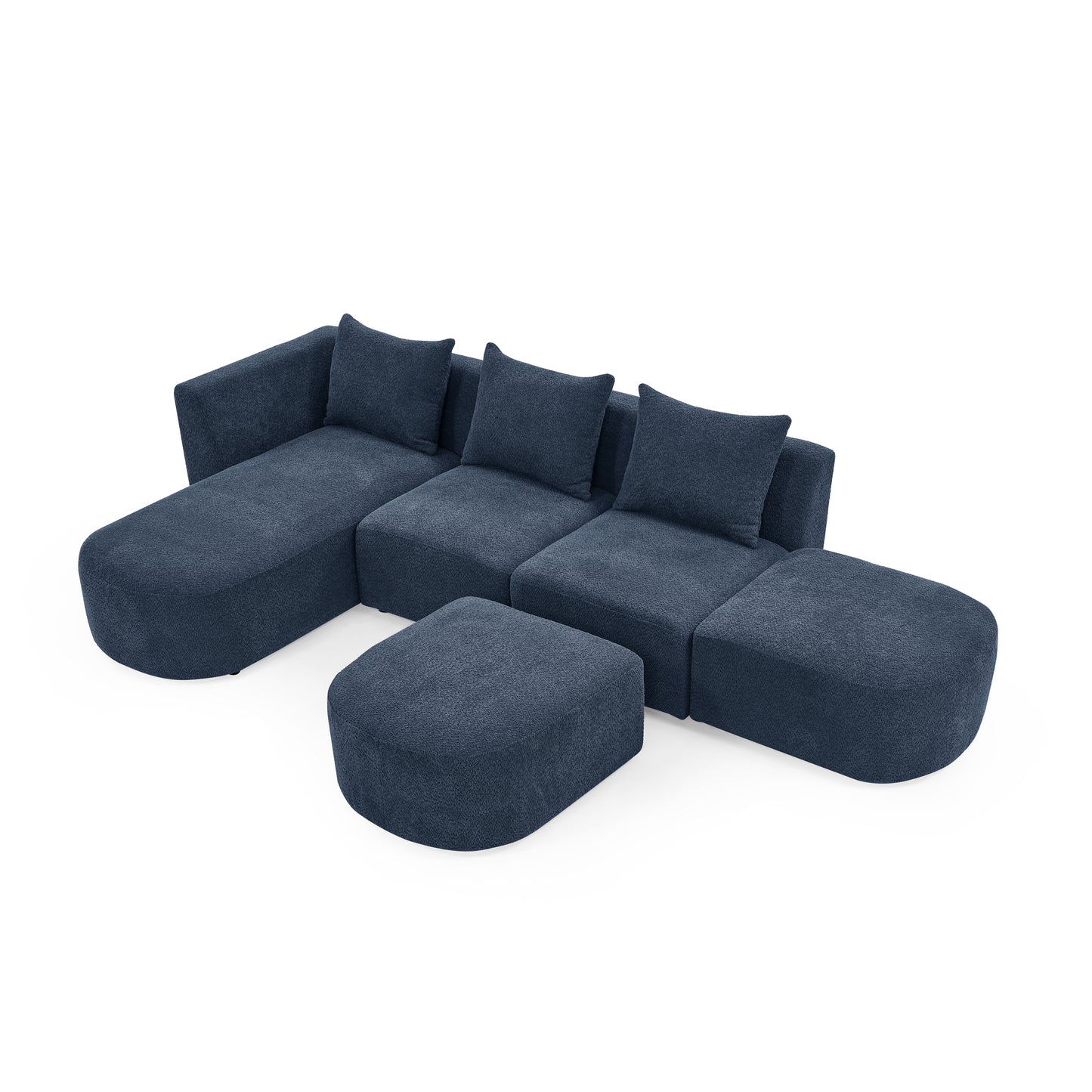 Melysen Sectional Sofa,Modular Sofa,DIY Combination Sofa,Loop Yarn Fabric,Navy