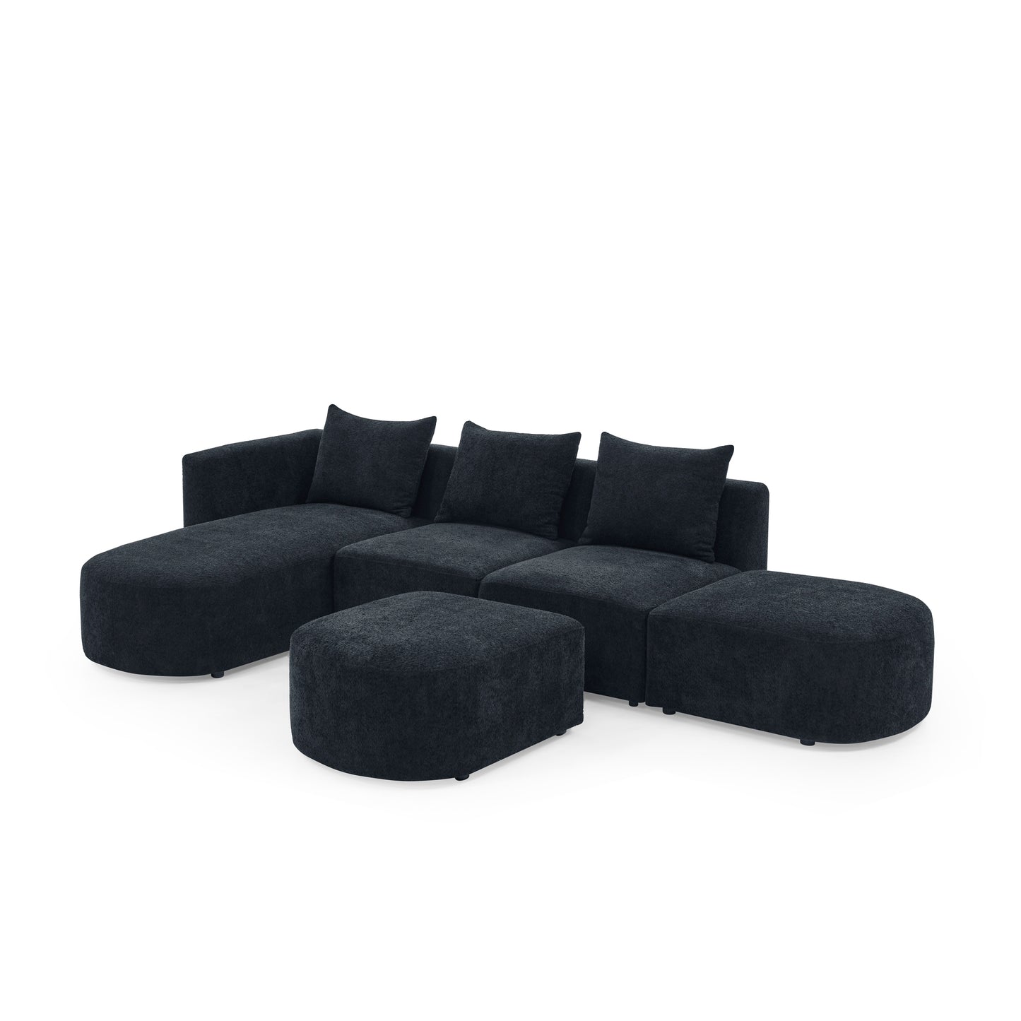 Melysen Sectional Sofa,Modular Sofa,DIY Combination Sofa,Loop Yarn Fabric,Black