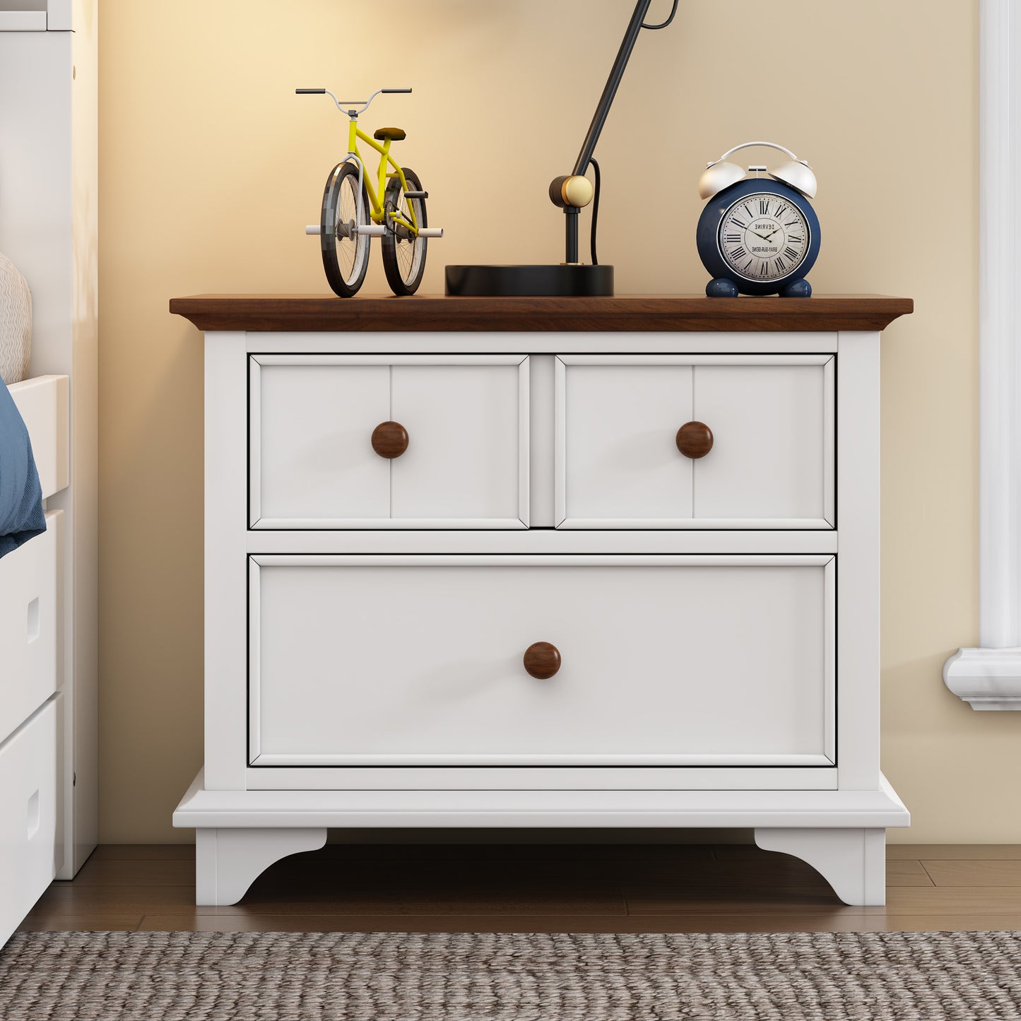 Wooden Captain Two-Drawer Nightstand Kids Nightstand