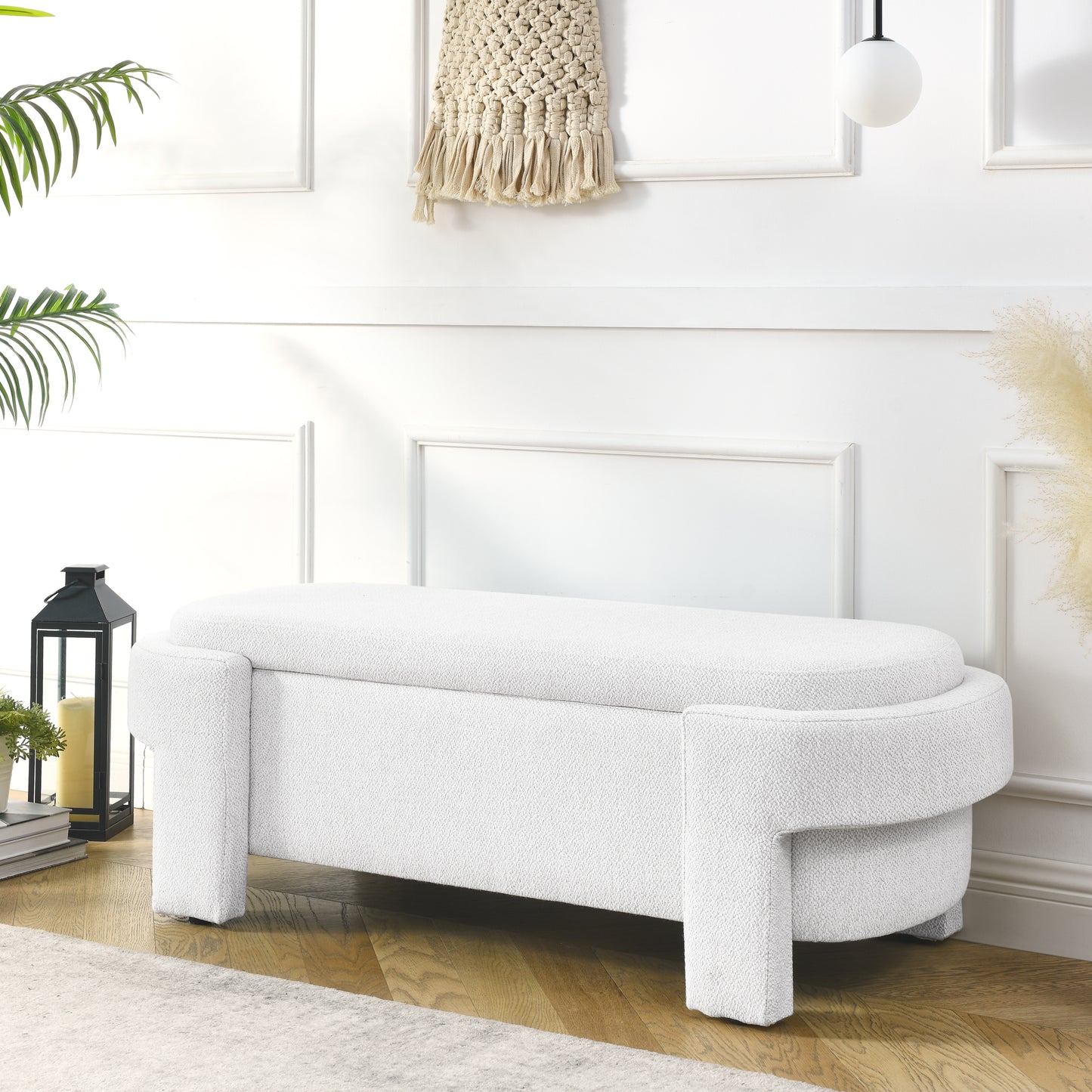 Melysen Linen Fabric Upholstered Bench with Large Storage Space for the Living Room, Entryway and Bedroom,( 51.5"x20.5"x17" )