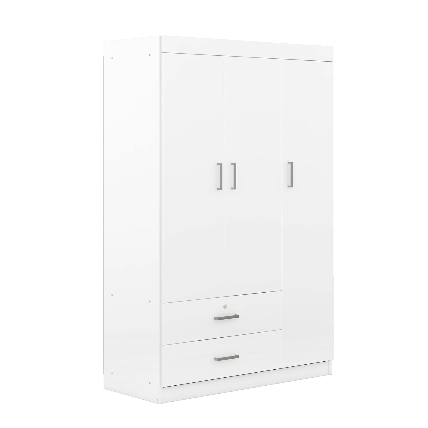 Melysen 3-Door Wardrobe with 2 Drawers, White