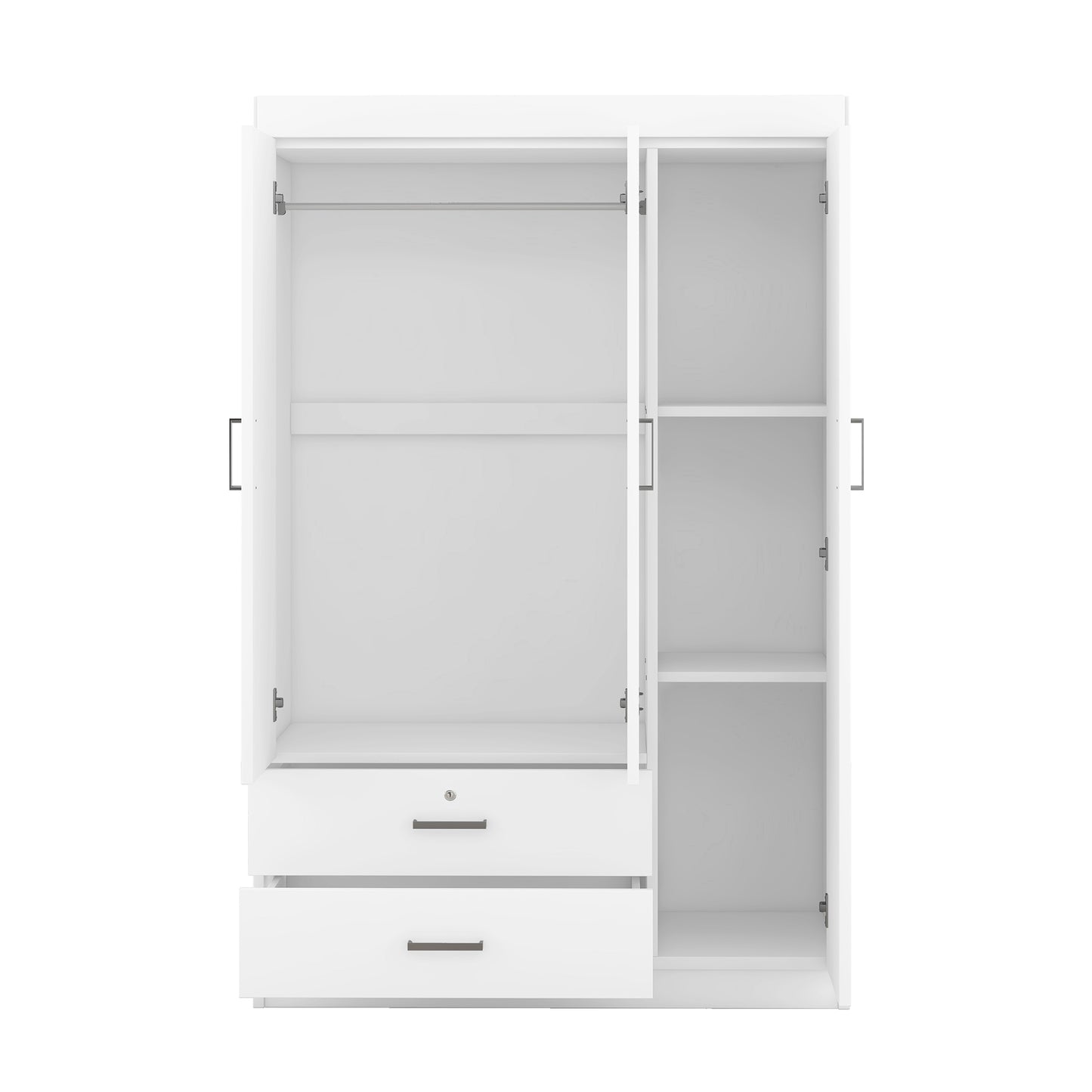 Melysen 3-Door Wardrobe with 2 Drawers, White