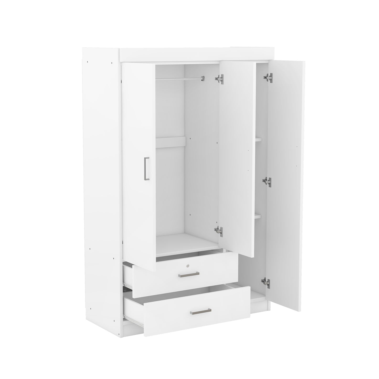 Melysen 3-Door Wardrobe with 2 Drawers, White