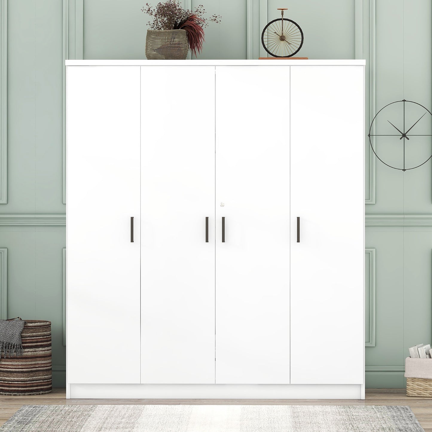 Melysen 4-Door Wardrobe with 1 Drawer, White