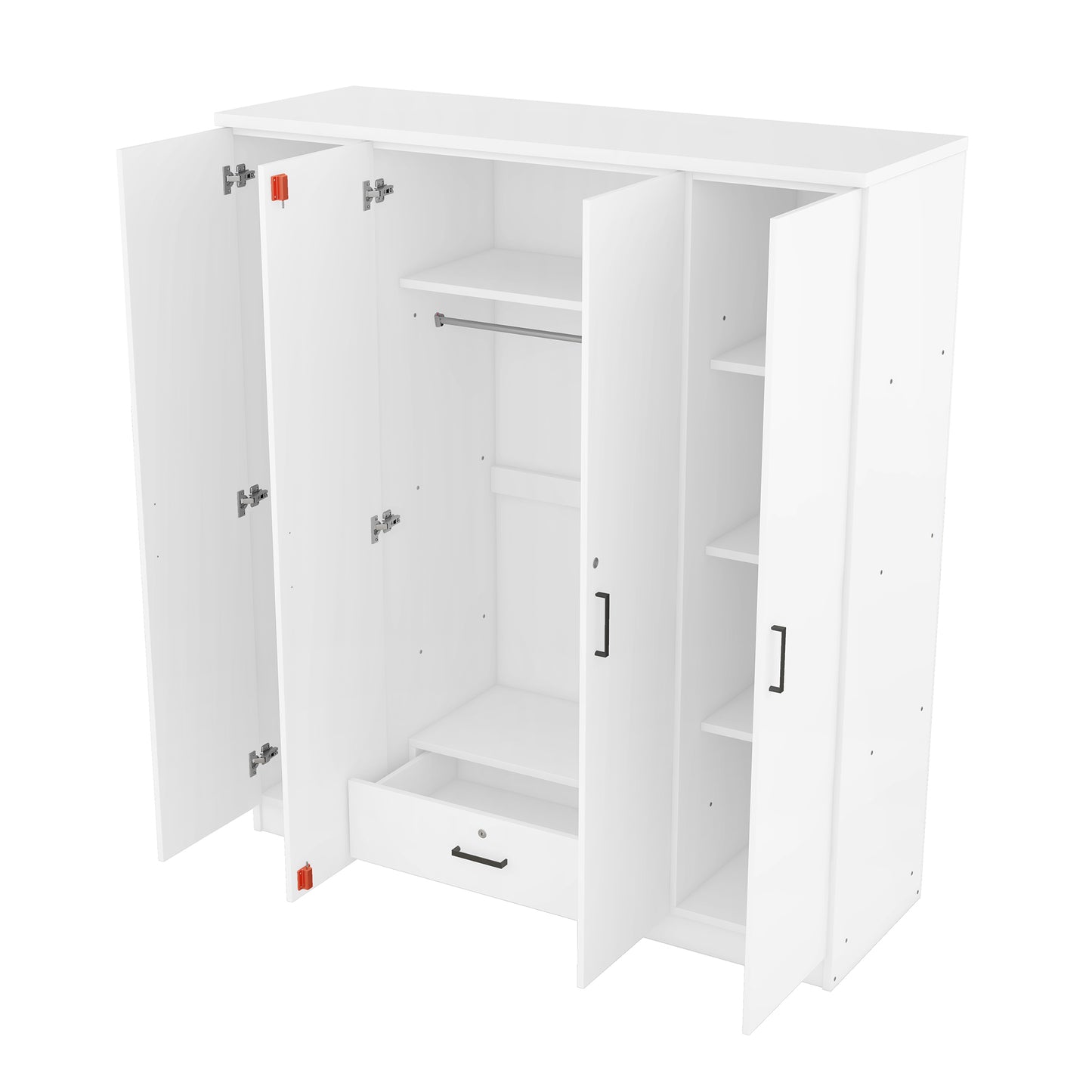 Melysen 4-Door Wardrobe with 1 Drawer, White