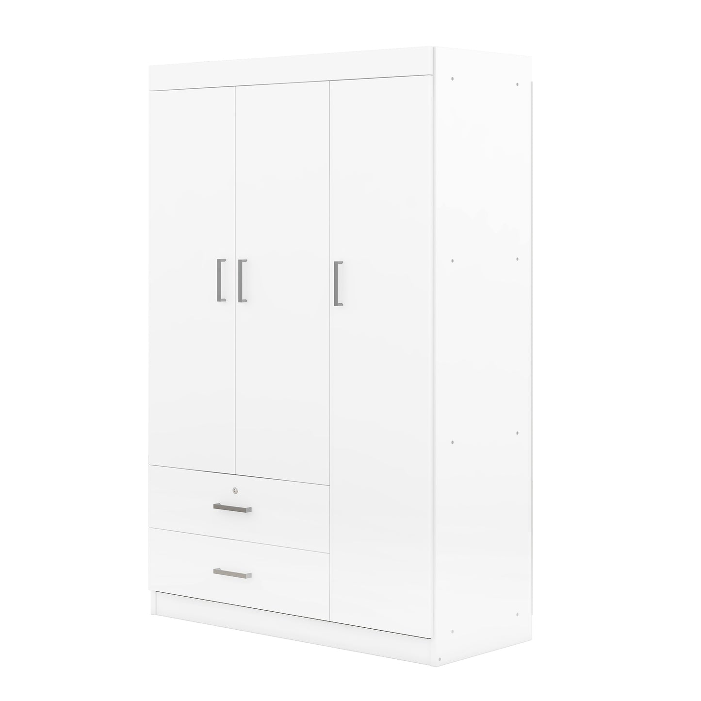 Melysen 3-Door Wardrobe with 2 Drawers, White