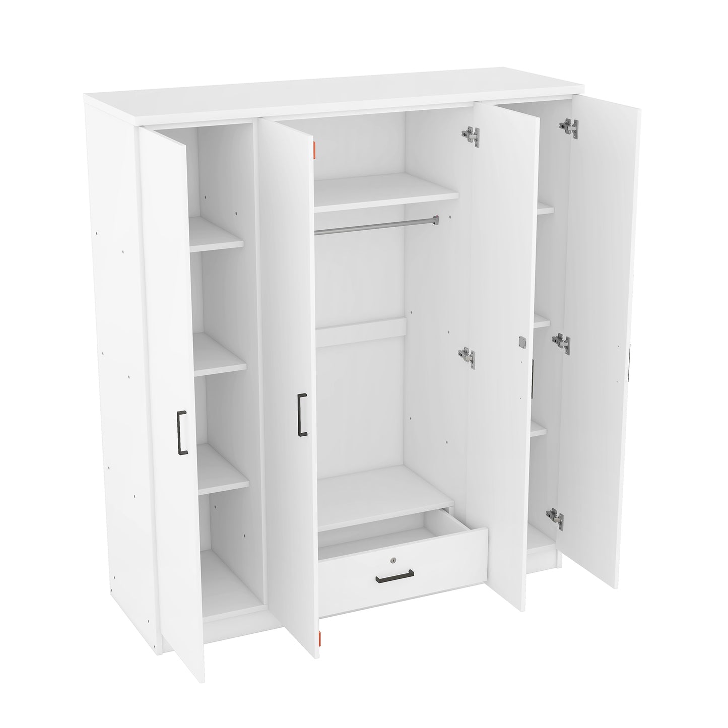 Melysen 4-Door Wardrobe with 1 Drawer, White